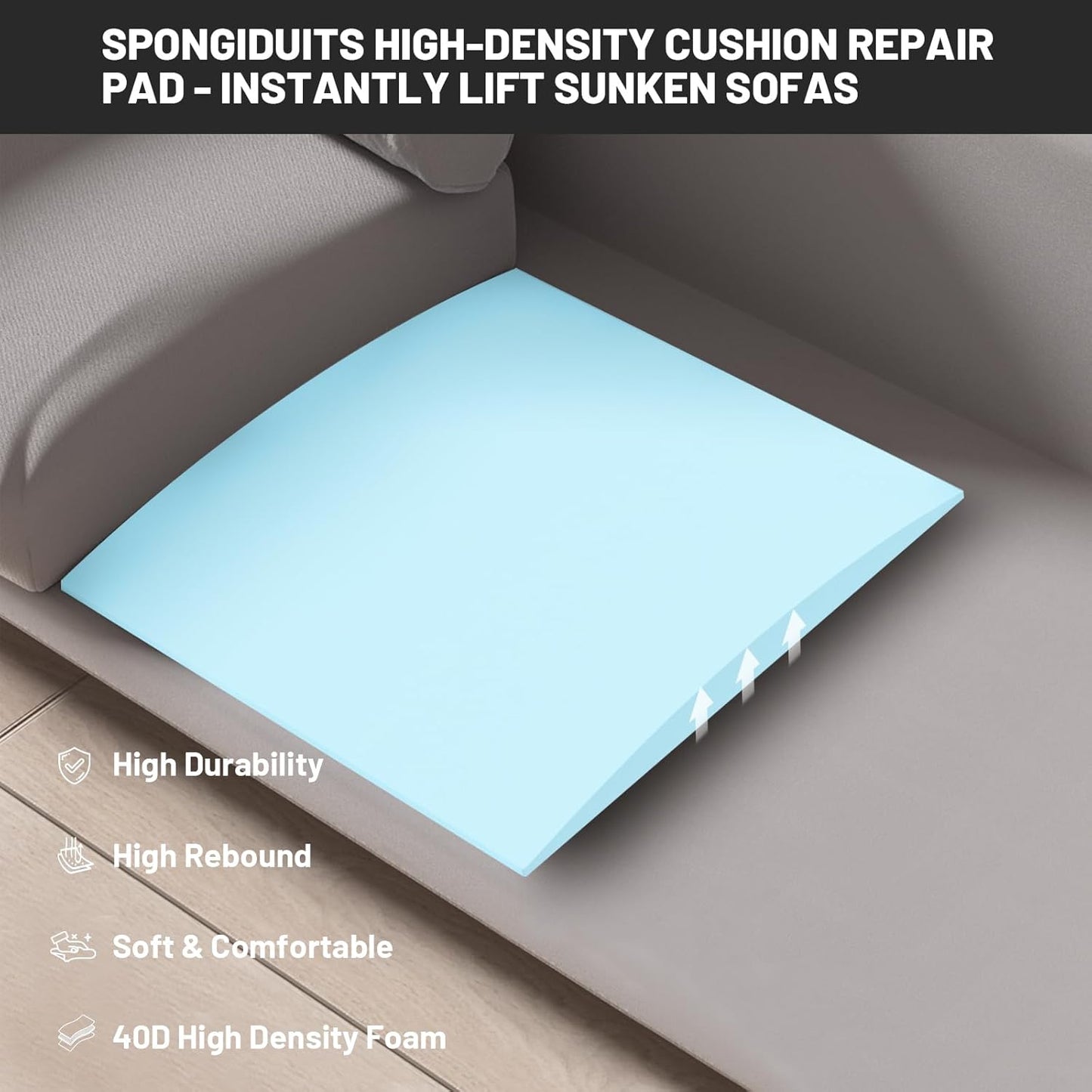 Couch Cushion Support for Sagging Seat - 20" x 20" High-Density Curved Foam Sofa Cushion Support Board,Couch Supporter for Under The Cushions,Blue Set of 2