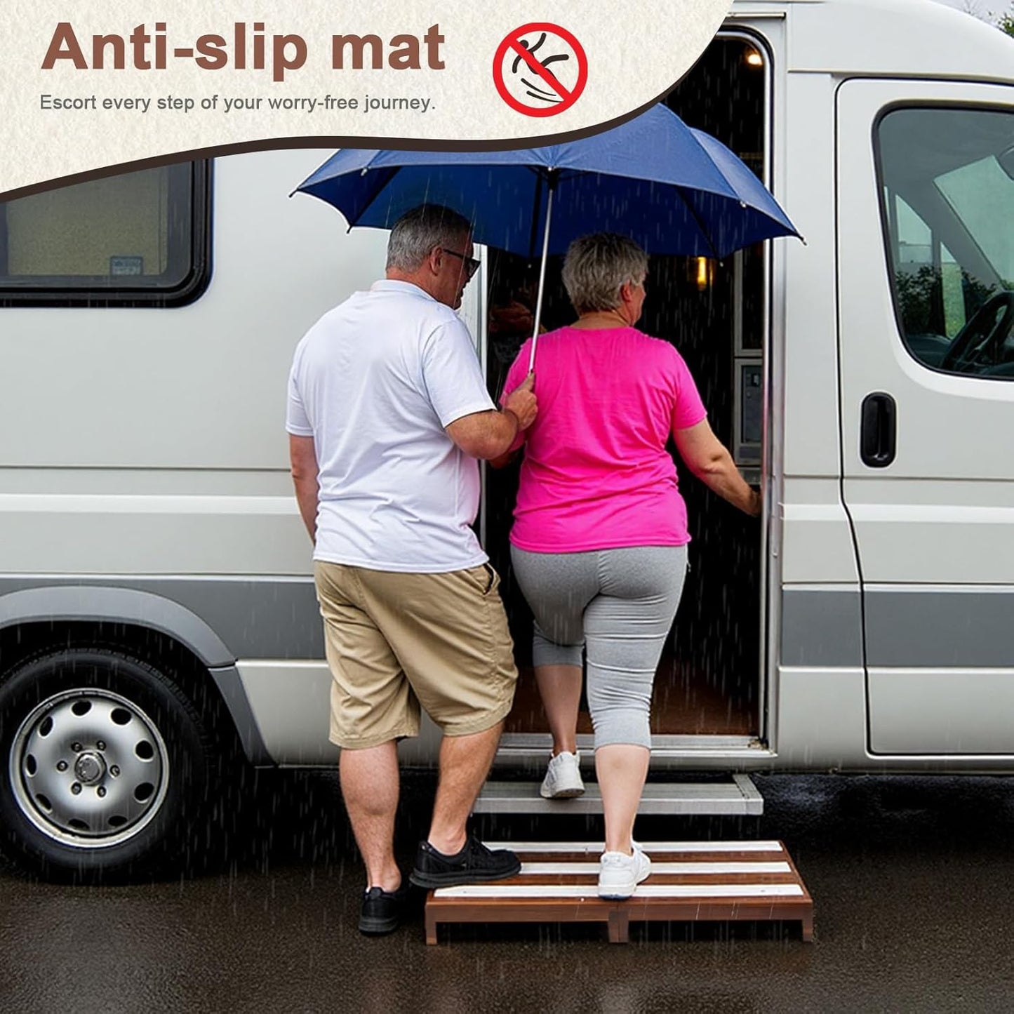 Wood Platform Step Stool, 23.6" Durable Mobility Stepping and Stair Assist Indoor & Outdoor for Adults & Elderly, Heavy Duty/Non-Slip Step Stool for Handicap, Bedroom, Kitchen