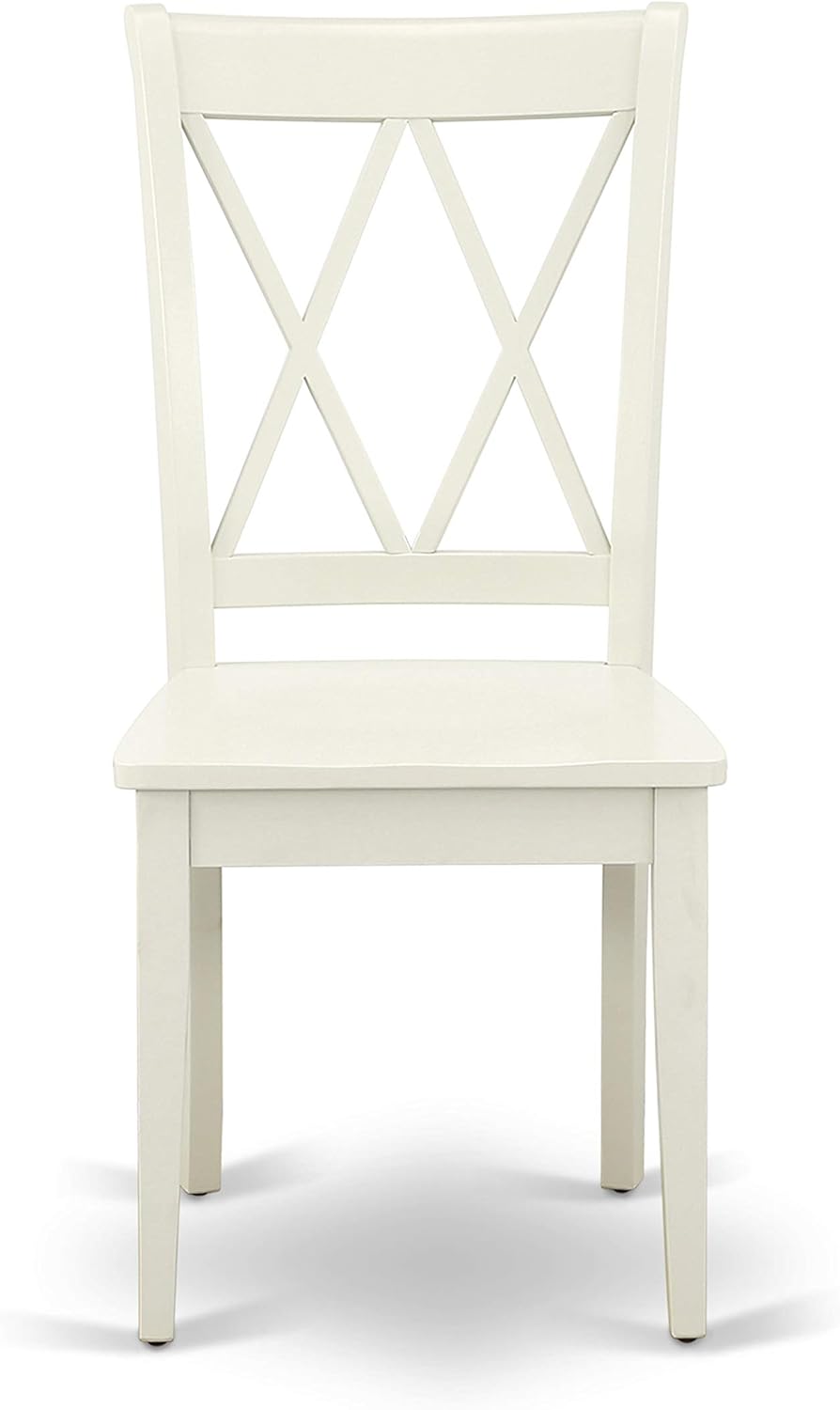 East West Furniture HBCL3-LWH-W 3 Piece Dinette Set for Small Spaces Contains a Round Dining Table with Pedestal and 2 Dining Chairs, 42x42 Inch, Linen White