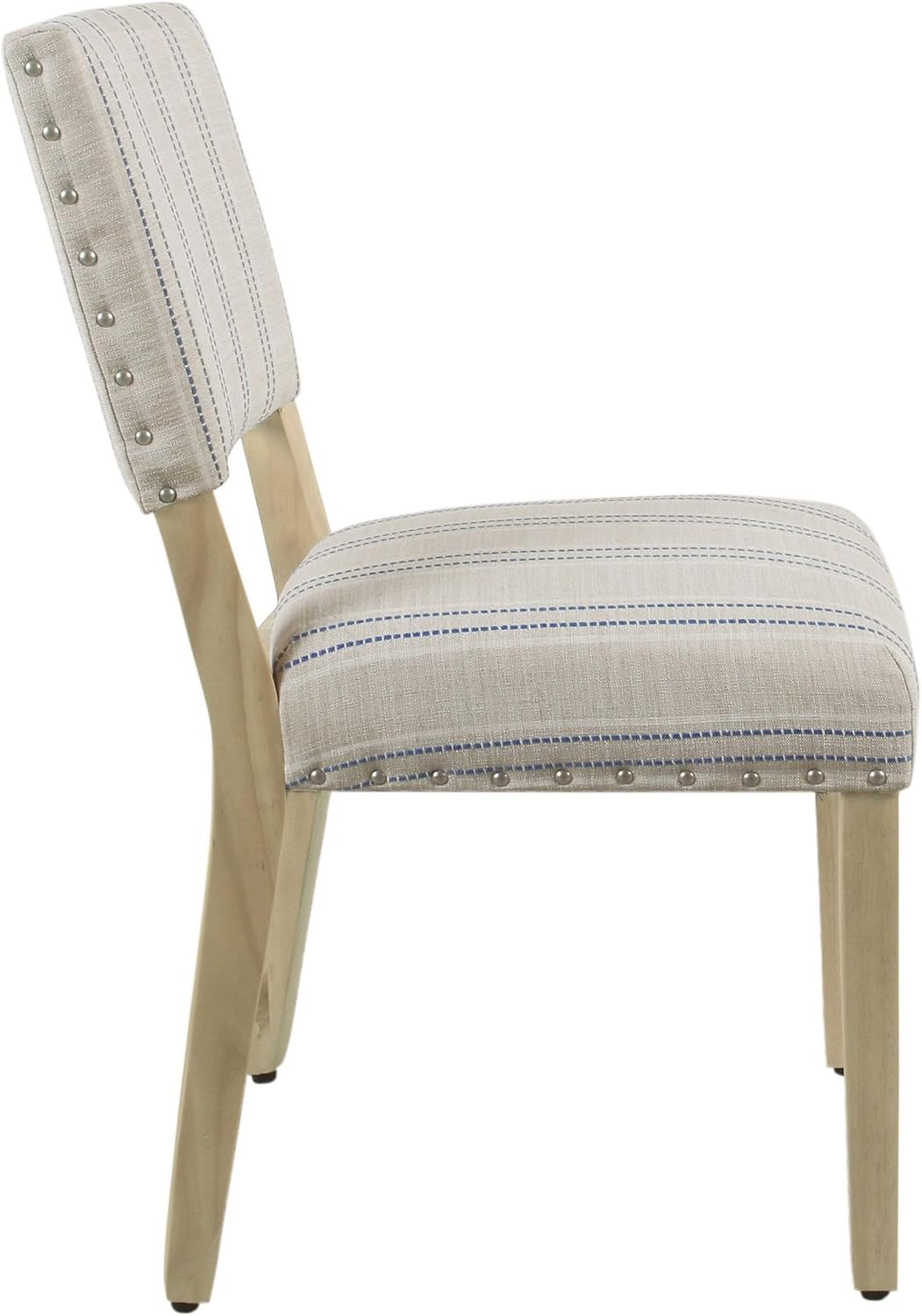 Homepop Home Decor | Upholstered Dining Chairs | Dining Chairs Set of 2 with Nailhead Trim | Decorative Home Furniture, Blue and White Stripes