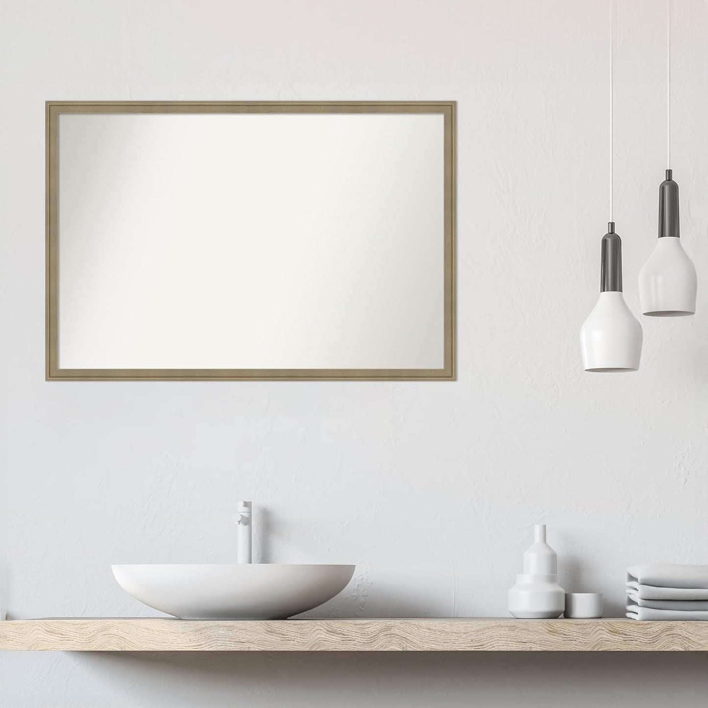 Amanti Art Grey Bathroom Mirror for Over Sink, 26x38 Florence Grey Rectangle Vanity Mirror, Large Casual Frame, Hangs Horizonally and Vertically, Bathroom Wall Decor, Non-Beveled Edge from WI, USA