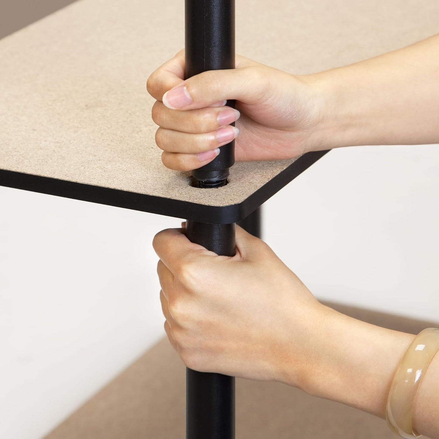 Furinno Turn-N-Tube 3-Tier Compact Multipurpose Shelf Display Rack, Light Cherry