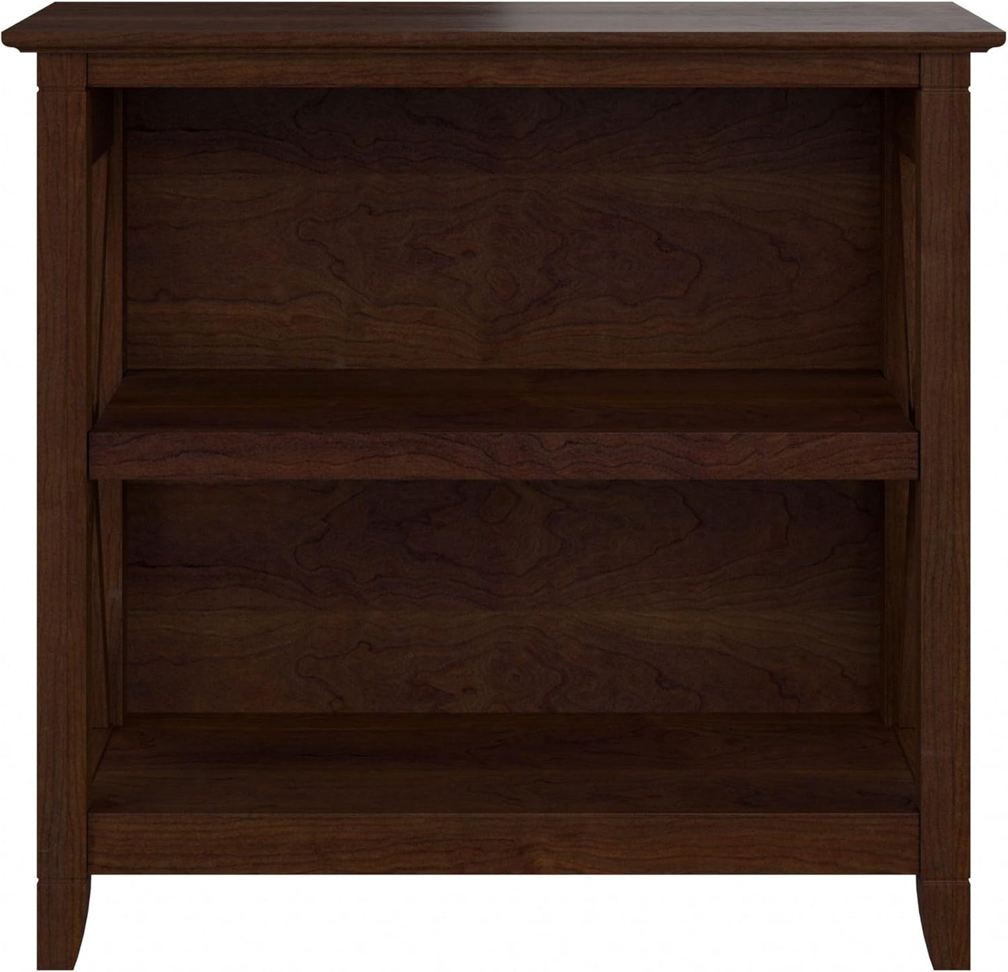 Bush Furniture Key West Small 2 Shelf Bookcase in Bing Cherry, Compact Home Organizer, Vertical Storage Solution, Bookshelf for Office or Living Room