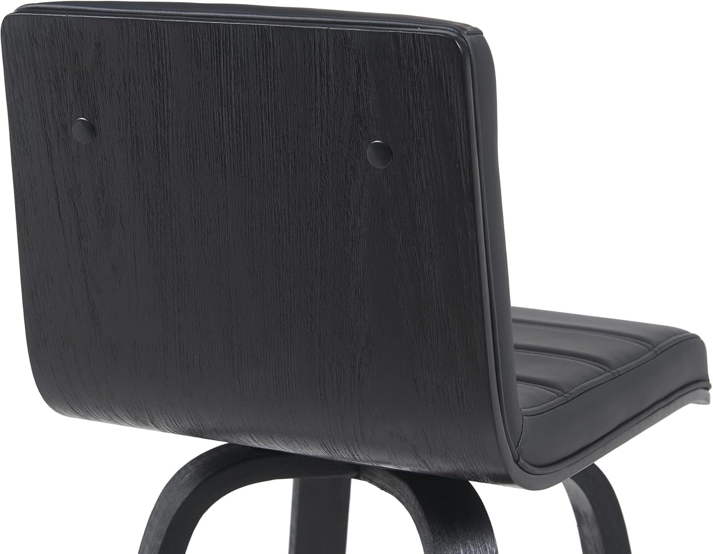 Armen Living Vienna Modern Swivel 30" Bar Height Barstool with Black Faux Leather and Black Wood Finish