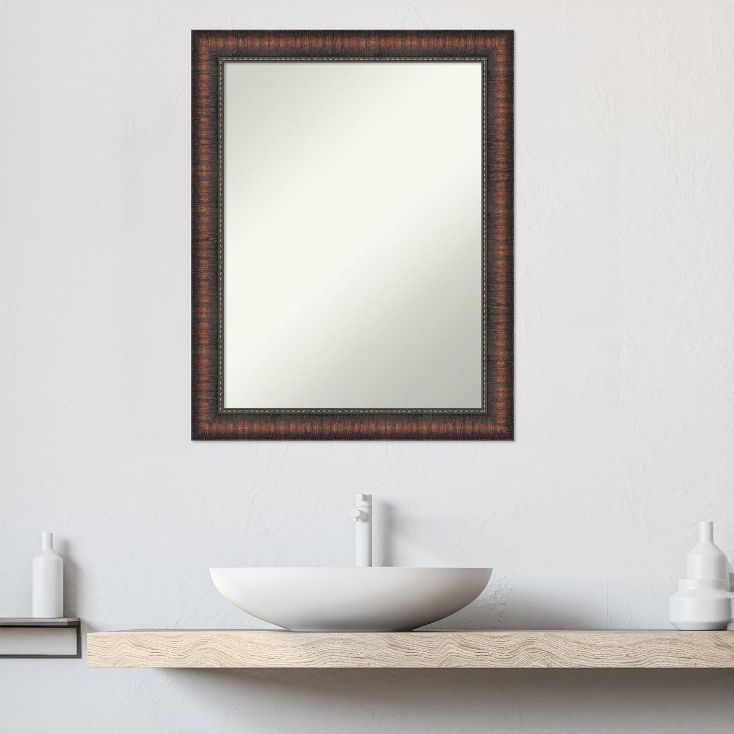 Amanti Art White Bathroom Mirror for Over Sink, 27x21 Cabinet White Narrow Rectangle Vanity Mirror, Medium Modern Frame, Hangs Horizonally and Vertically, Bathroom Wall Decor, Non-Beveled Edge