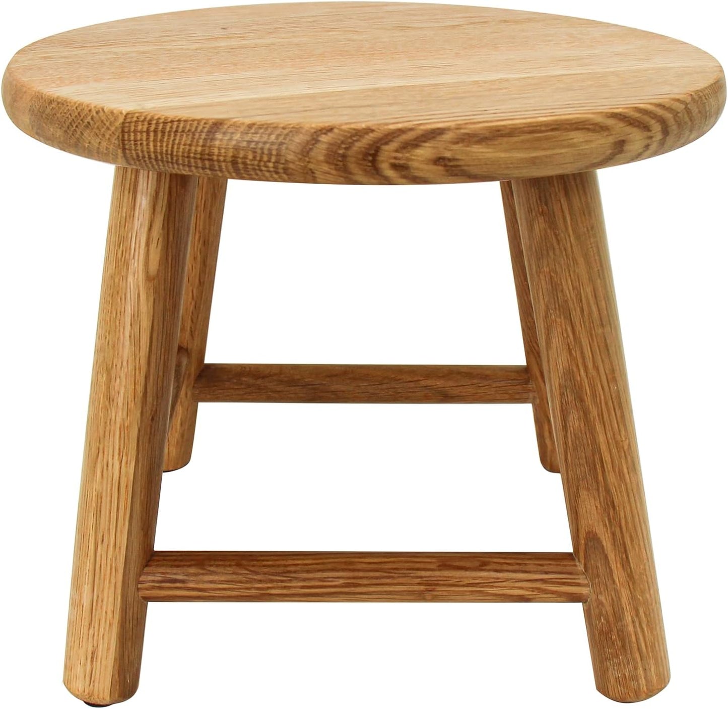 CONSDAN 9-Inch Round Step Stool for Adults & Kids, USA Grown Solid Oak Hardwood, Sturdy Small Foot Stool for Kitchen, Bedroom, Bathroom, Shoe Changing, Plant Stand, Fully Assembled (Natural)