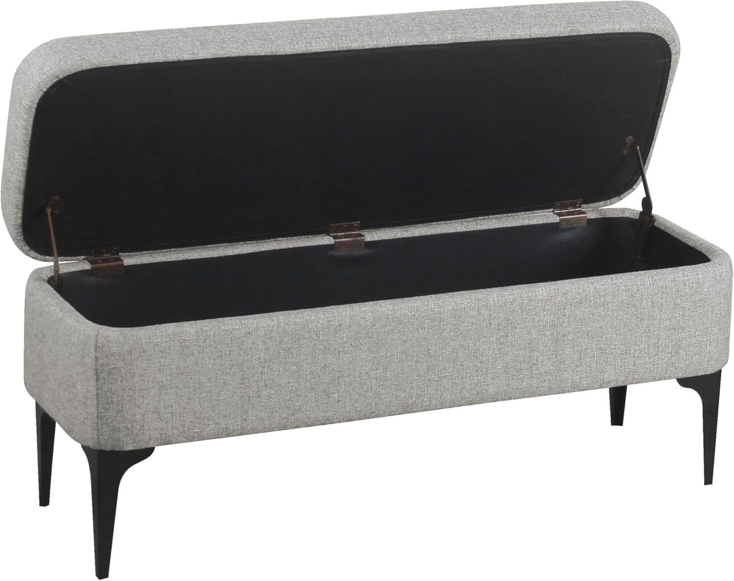HomePop Upholstered Storage Bench with Metal Leg Home Décor|Bench with Storage for Living Room & Entryway - Sustainable Gray Woven
