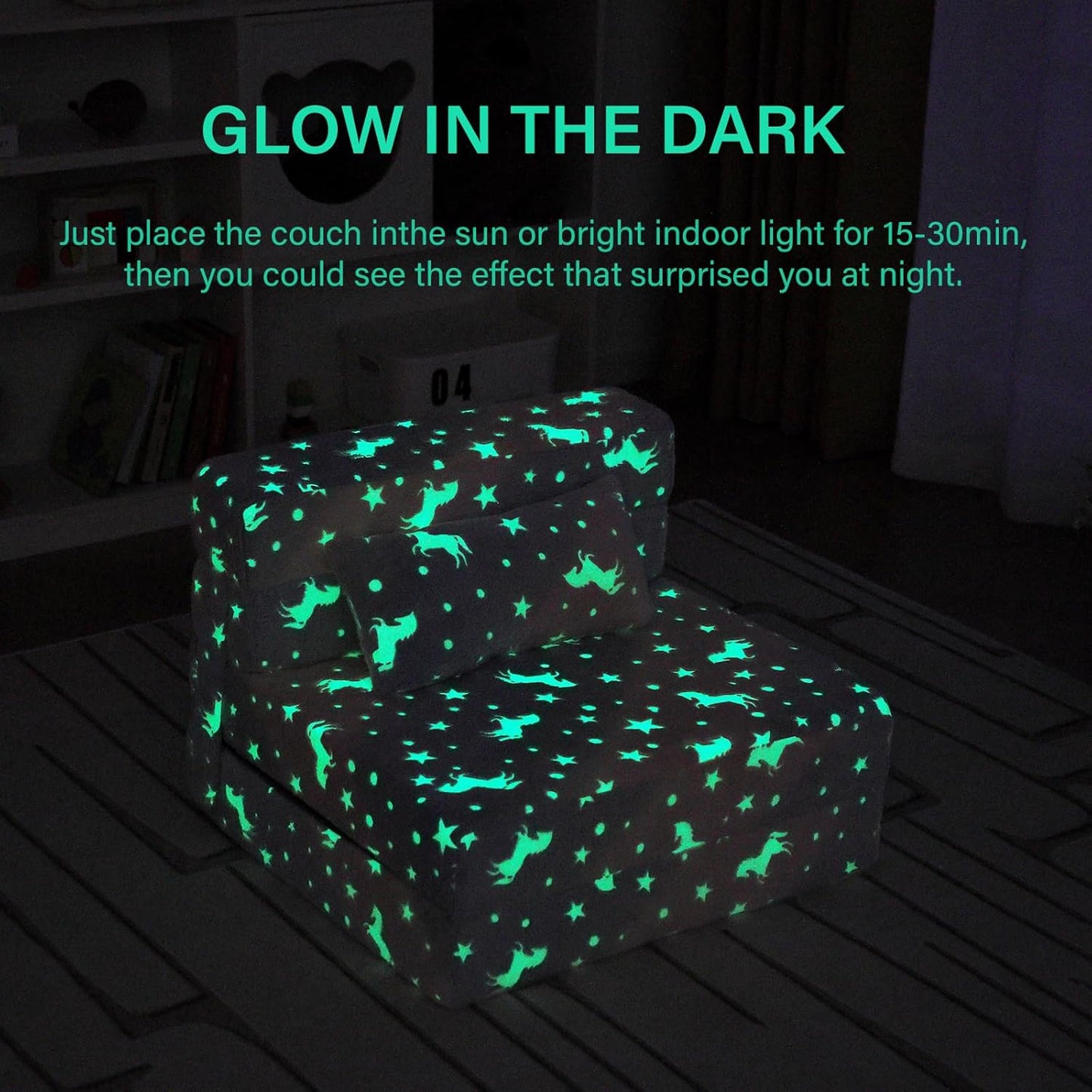 Folding Sofa Bed Floor Mattress for Kids with Pillow, Toddler Washable Folding Floor Nap Mat Futon, Child Fold Up Sofa Chair Bed with Storage Bag for Girls and Boys