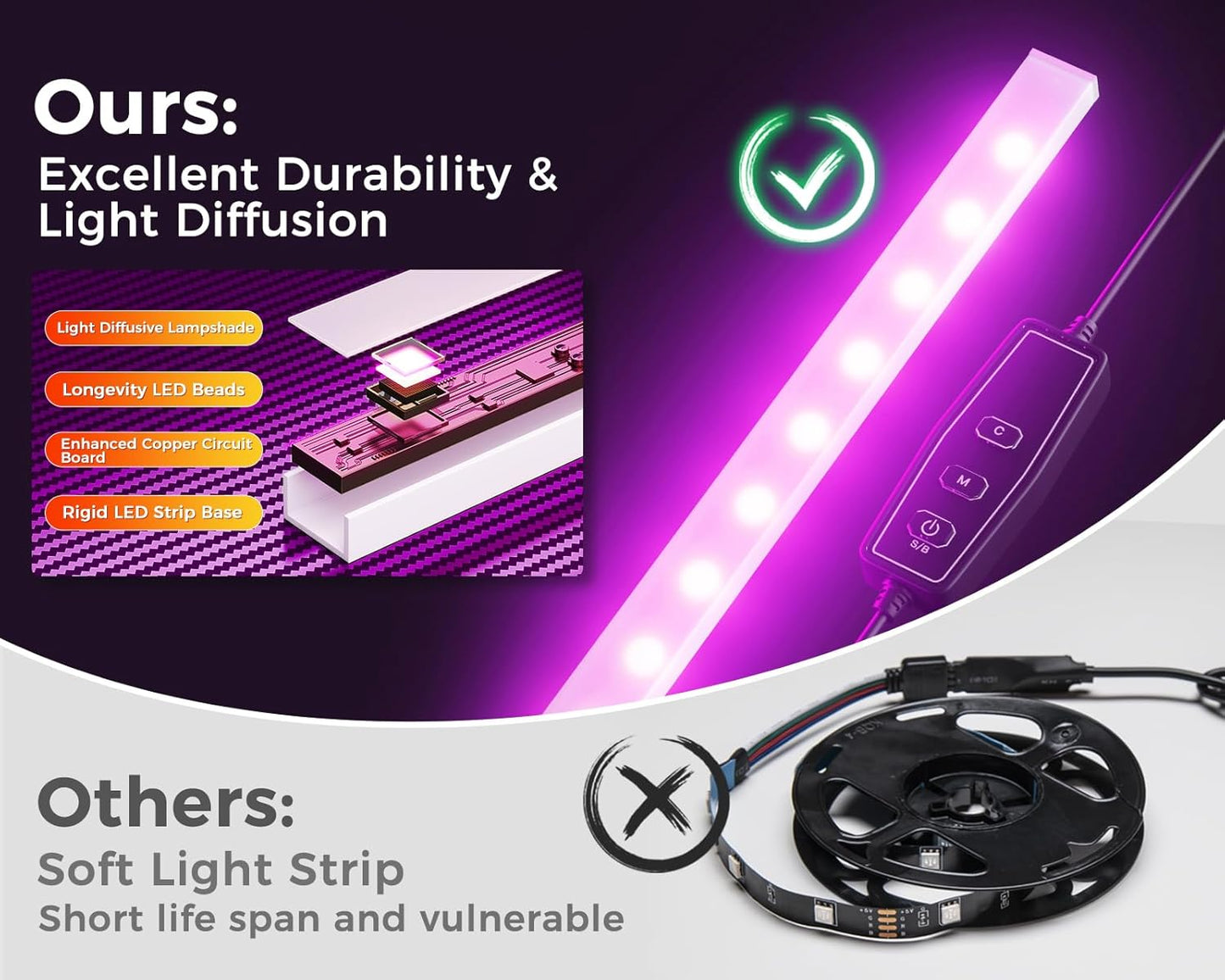 AODK L Shaped Desk Gaming Desk with LED Light & Power Outlet, 43 Inch Reversible L Shaped Computer Table with Shelf, Corner Desk with Storage Bag&Hook for Home Office Desk, Black