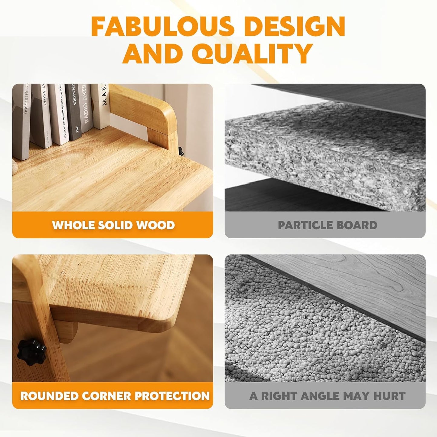 Solid Wood Folding Desk Mid Century Modern Table, 55'' Foldable Writing Computer Desk for Home Office, Simple Study Makeup Workstation, Wooden Study Office Desk Table for Small Spaces, Natural Color