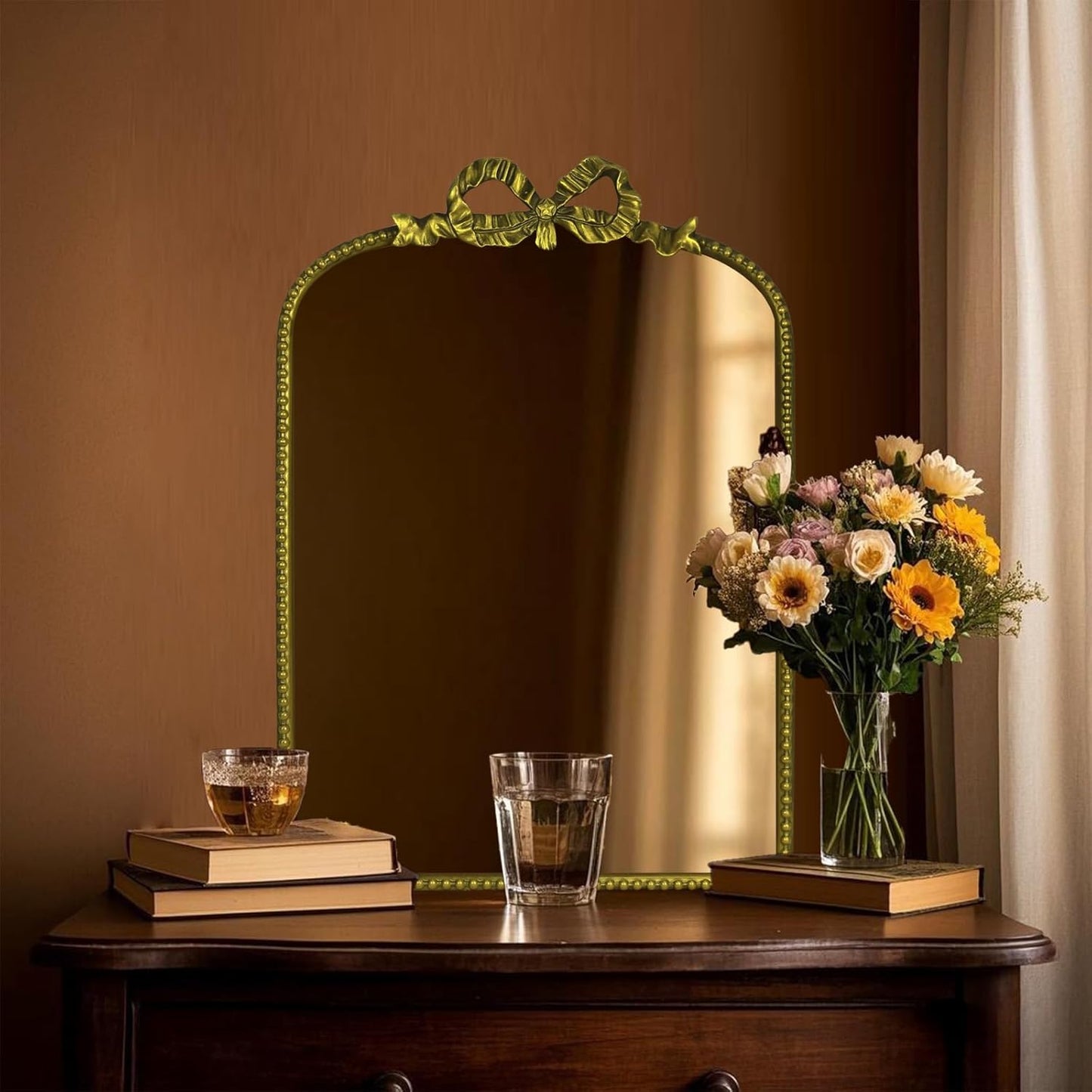 Baroque Decorative Mirror, European-Style Retro Gold Style Baroque Wall Hanging European-Style Makeup Mirror, Bathroom Mirror, Palace,Can be Used for Decoration