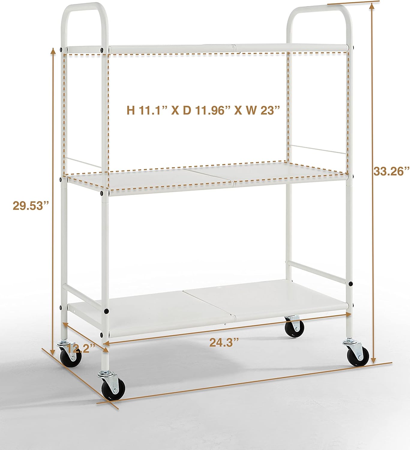 SunnyPoint Metal Rolling Organizer Utility Craft Cart (Large, WHT)
