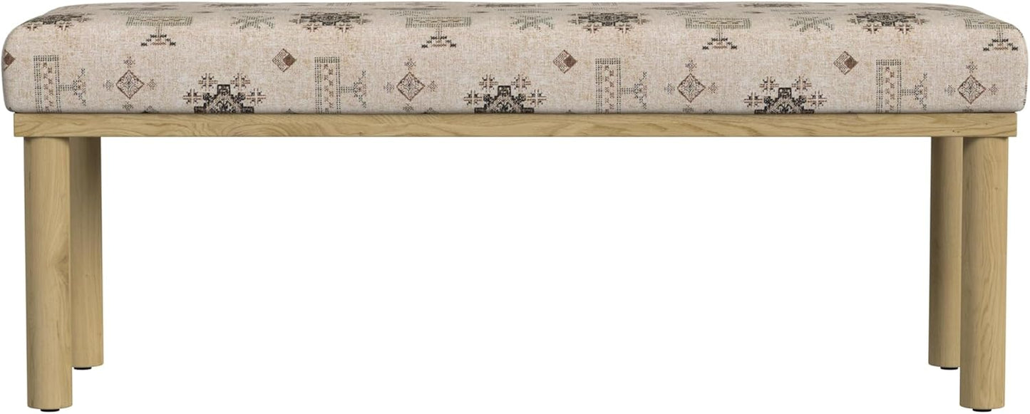 HomePop Oslo Decorative Bench -Cream Contemporary Global Pattern
