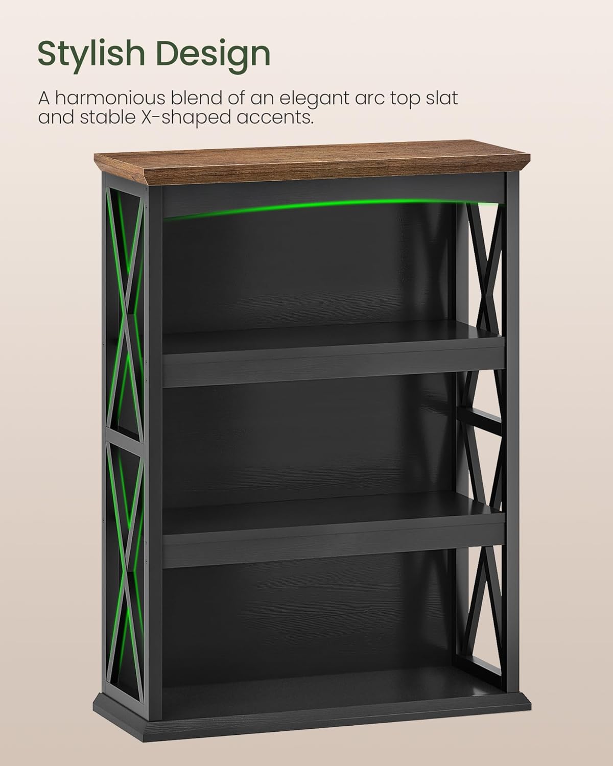 4-Tier Bookcase, 42.9" Floor Standing Organizer Shelf, Corner Book Stand, Metal Frame, for Study, Bedroom, Living Room, Black and Walnut TSJ01BL