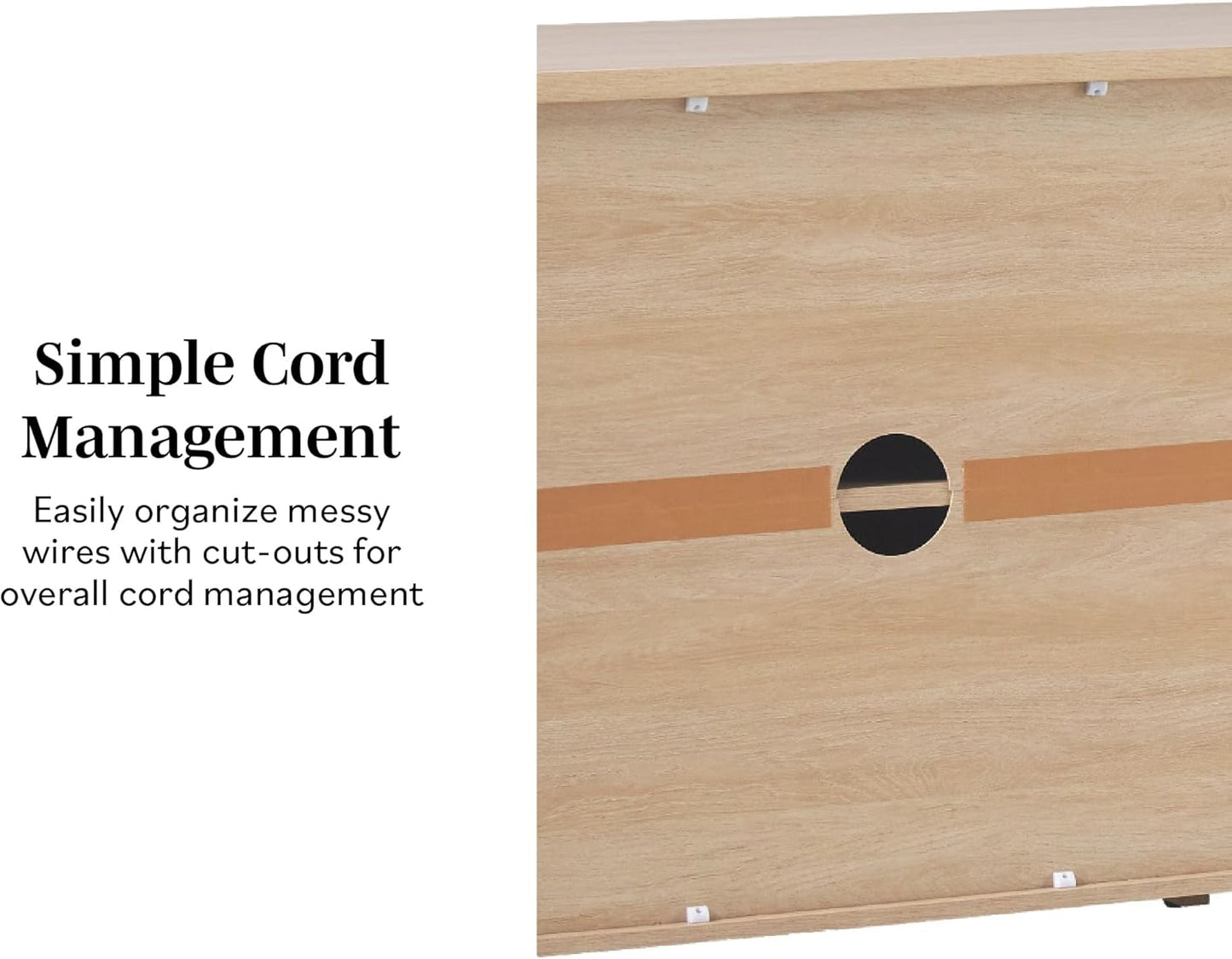 Walker Edison Chantelle Sideboard Buffet with Storage, 64", Coastal Oak