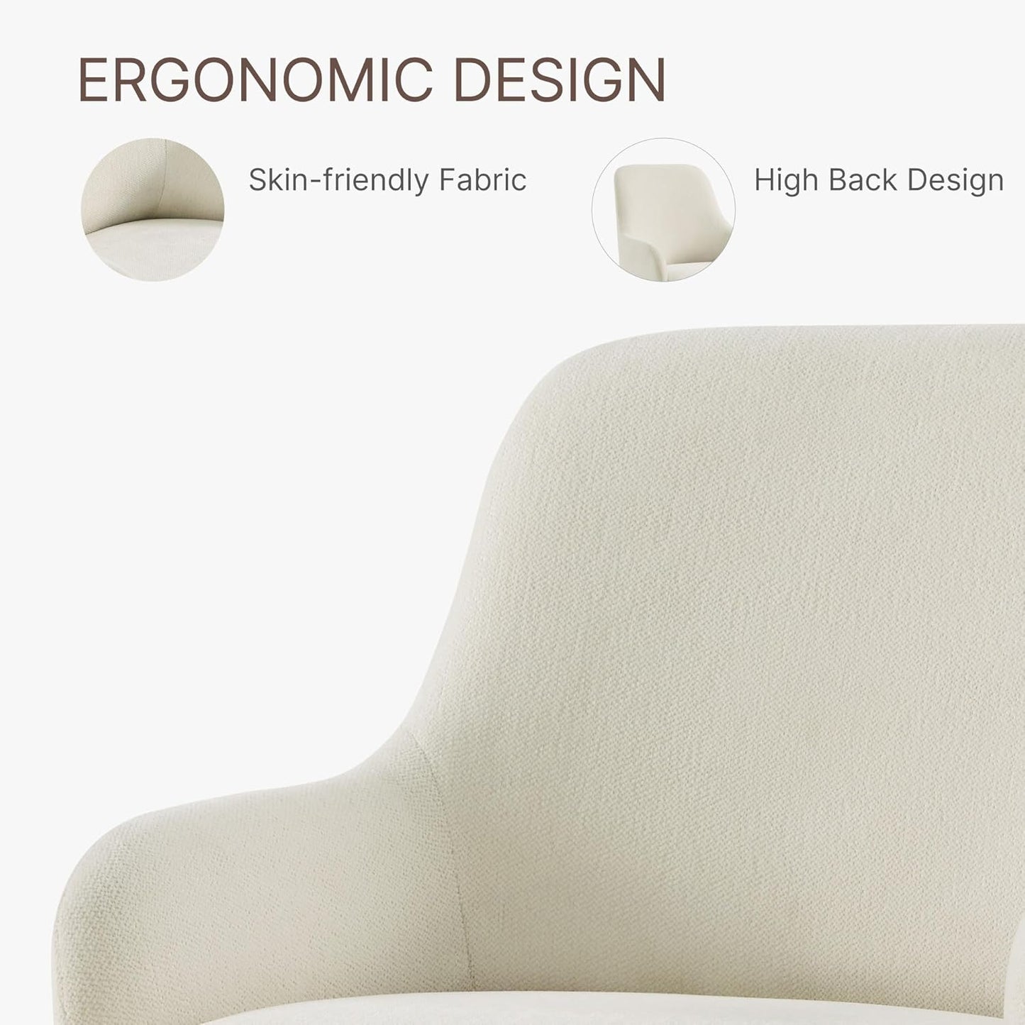 Swivel Dining Chairs Set of 4, Mid Century Modern Chairs Fabric Upholstered Armchair with Armrest & Ergonomic Backrest for Dining Room, Kitchen, Bedroom, Living Room, Beige, 4 Boxs