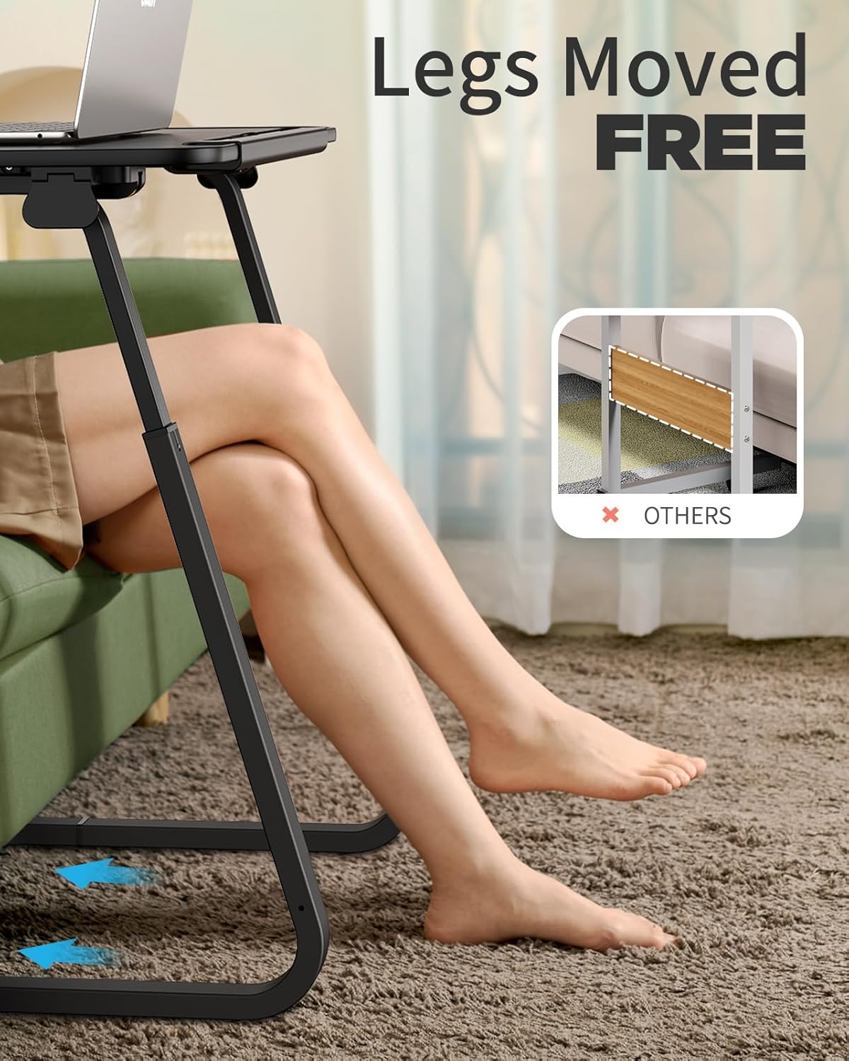 SAIJI TV Tray Table - Heavy Duty Extra Large TV Trays, Upgraded Dinner Trays for Eating on Couch, Tilt & Height Adjustable Snack Table Laptop Desk for Sofa, Bedside and Recliner