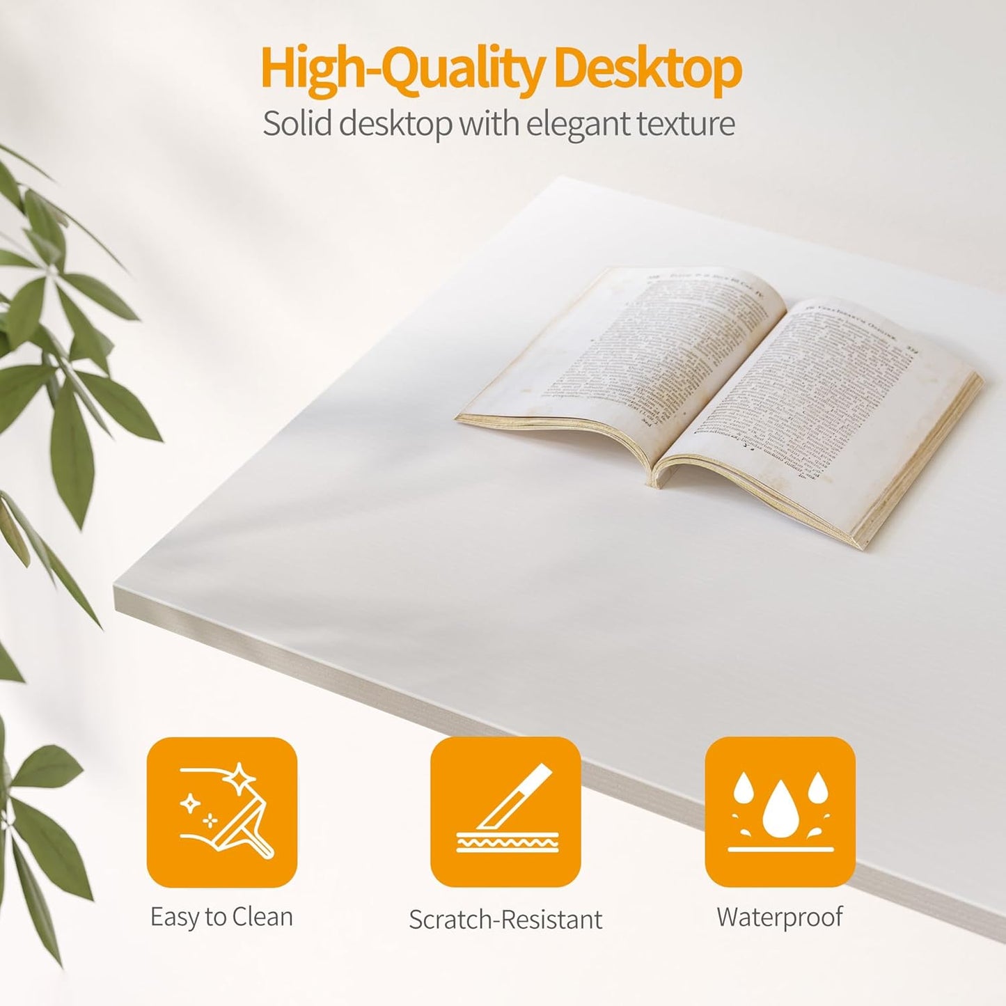 CubiCubi Computer Desk, 35 Inch Small Home Office Workstation with Drawer Storage Shelves for Small Space, Writing Study Desk, Warm White