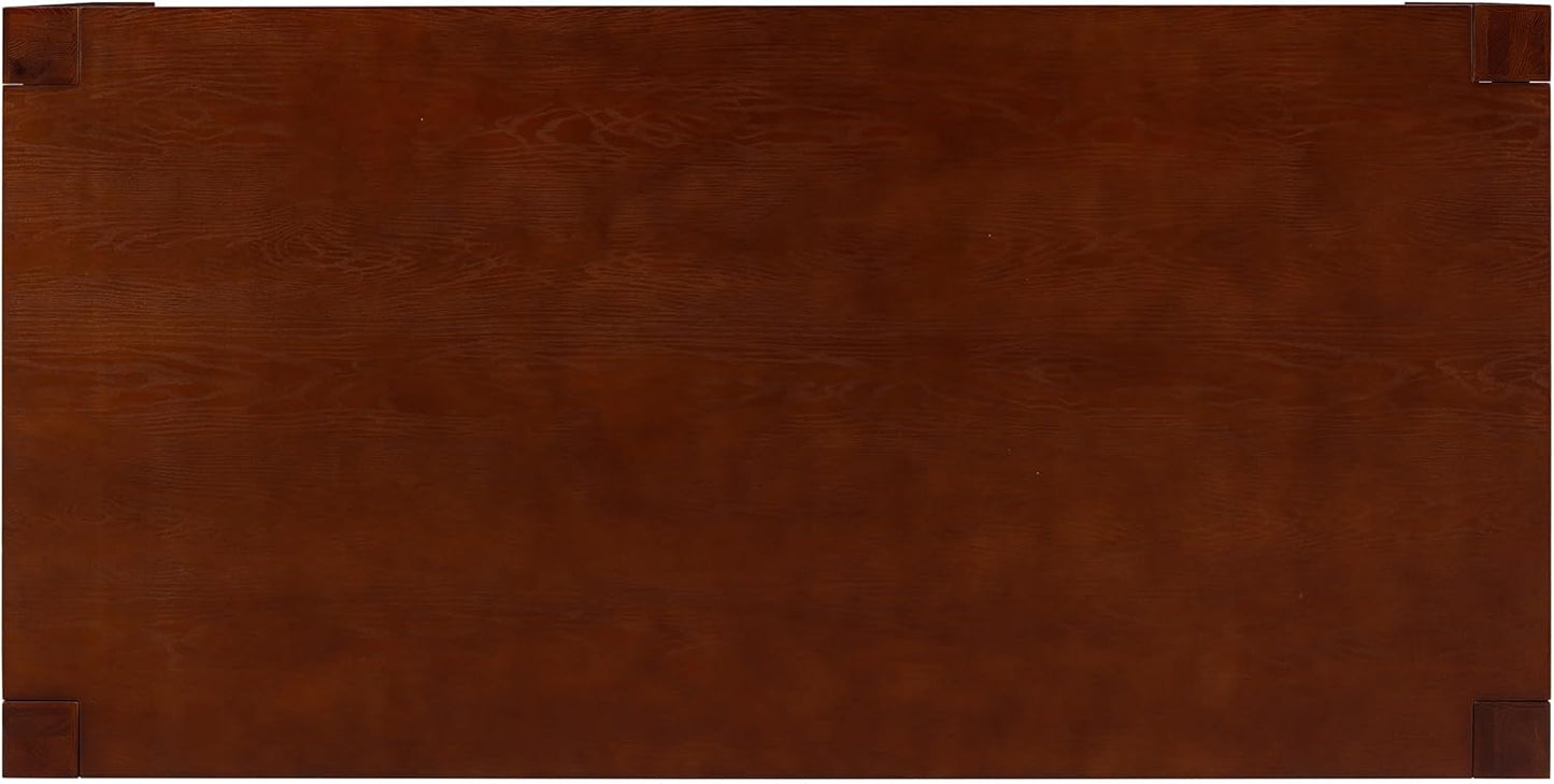 NTC Block 71 Inch Modern Farmhouse Dining Table, Rectangular Dinner Table for Dining Room, Living Room Furniture, Effortless Assembly, Dark Walnut