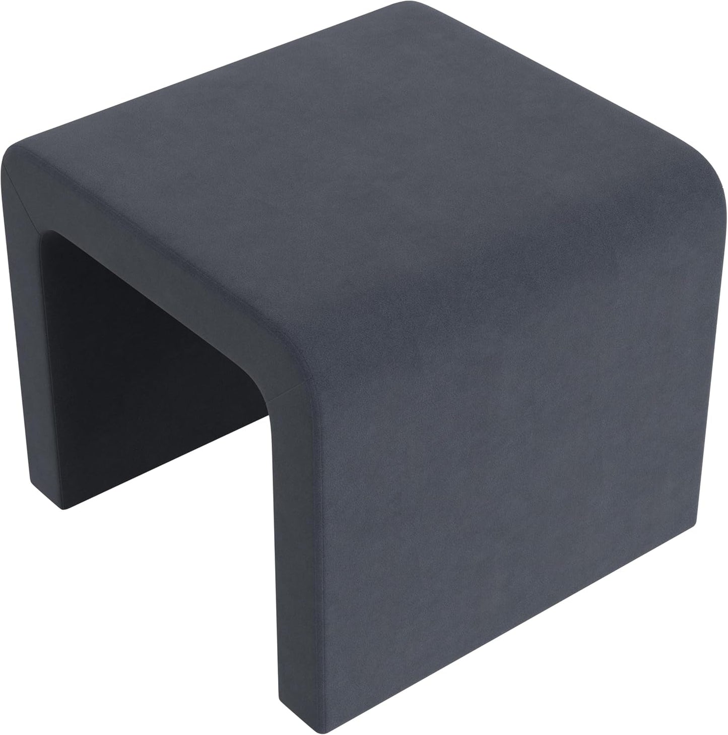 HomePop Modern Arch Velvet Ottoman Home Décor|Ottoman for Living Room & Bedroom - Steel Blue Velvet