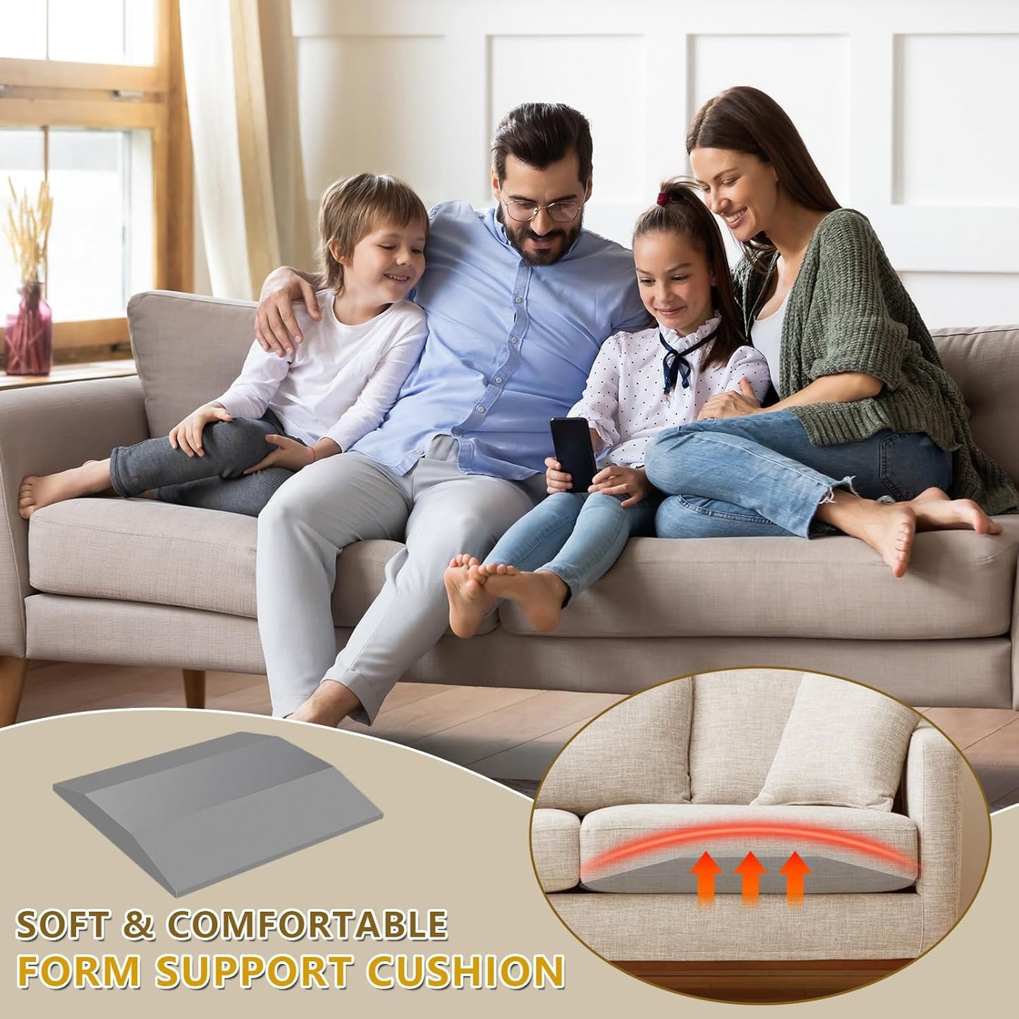 3 Pcs Couch Cushion Support for Sagging Seat High Density Trapezoidal Couch Supports for Sagging Cushions Grey Sofa Cushion Support Under Couch Cushion Support Fixes The Sag Problem