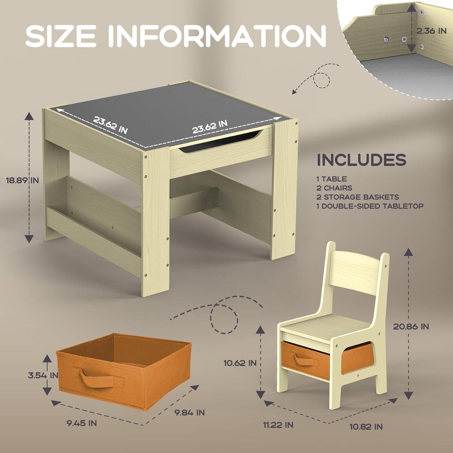 Joyooss Kids Table and Chair Set,4 in 1 Wooden Activity Toddler Table and Chairs Ages 3-7,2 in 1 Tabletop Drawing Reading Crafts Toddler Desk for Playroom,Kid Art Desk for Nursery Storage
