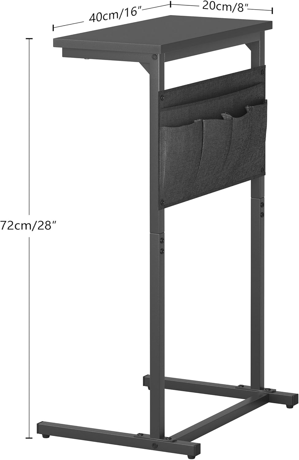 C Shaped End Table Set of 2, Side Table for Sofa, Small TV Tray, Couch Table with Storage Bag for Small Space, Living Room, Bedroom, Home Office LET501B (2 Black)