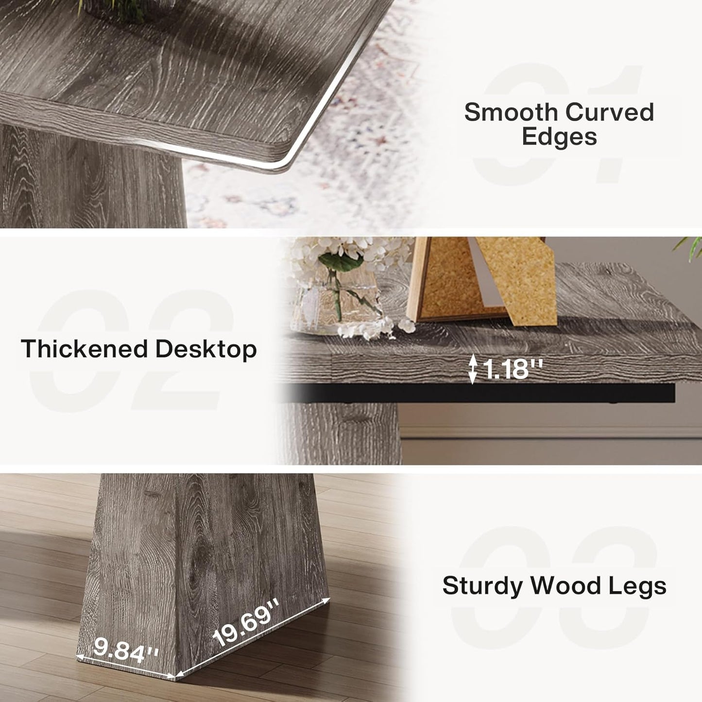 Tribesigns 63-Inch Executive Desk, Large Office Computer Desk with Double Pedestal, Modern Simple Workstations Writing Table Conference Table Business Furniture for Home Office, Grey