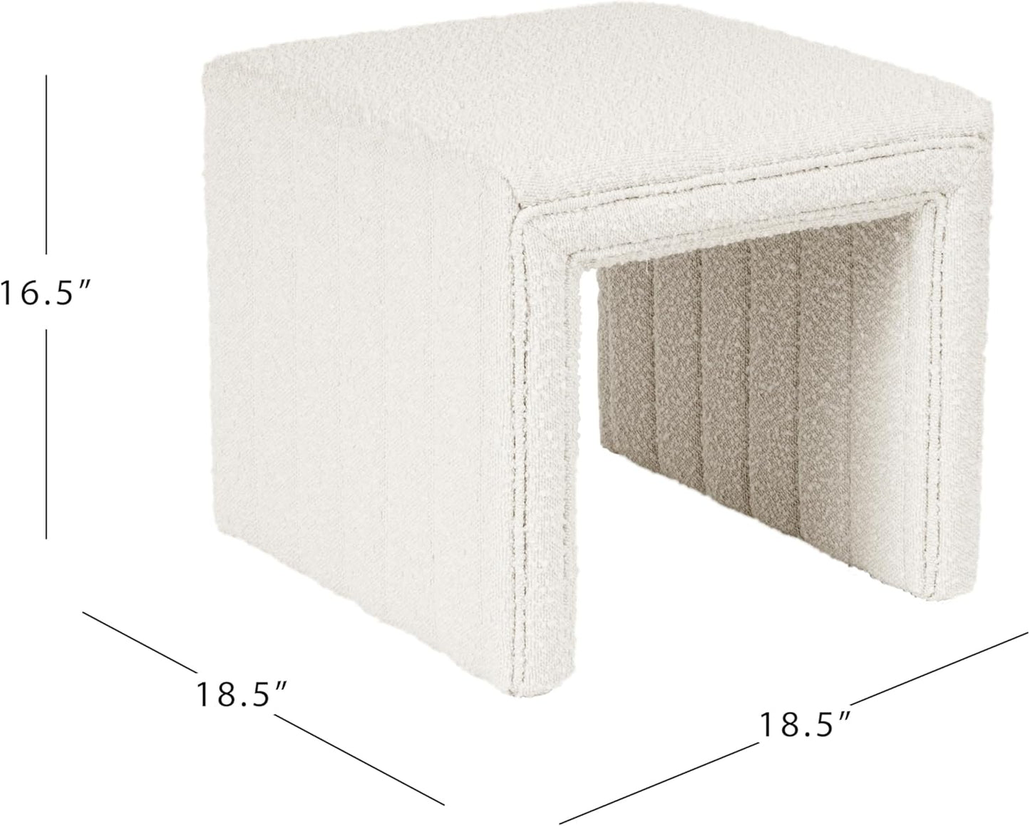 HomePop Modern Channel Tufted Ottoman Home Décor|Ottoman for Living Room & Bedroom - Cream Boucle