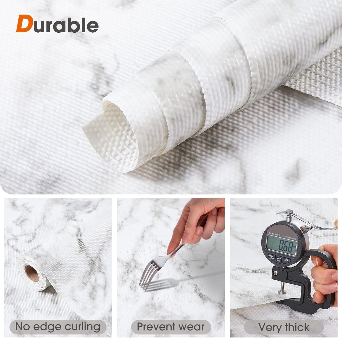 Beautysaid Shelf and Drawer Liner for Kitchen Cabinet, Non Adhesive Non Slip Shelf Paper Waterproof Washable Thickened for Dresser Pantry Shelve Bathroom Protector Liner(Marble,12 in x 10 FT)