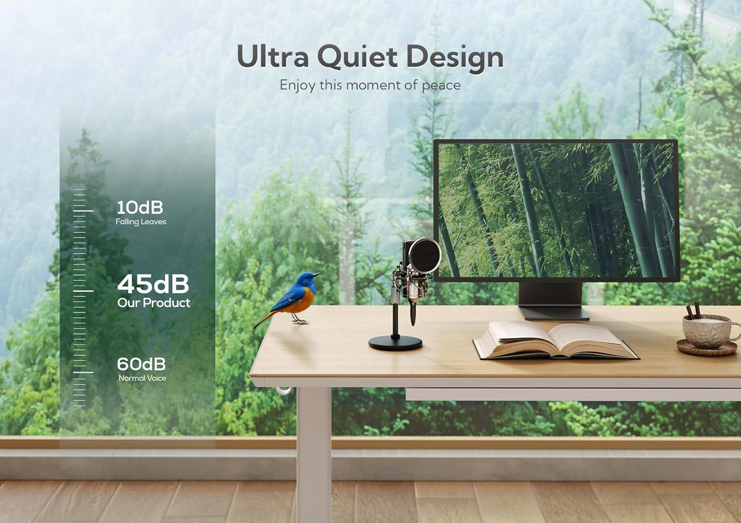 INNOVAR Bamboo Standing Desk with Drawers, 55" Adjustable Stand Up Electric Home Office Desk with Whole-Piece Board, White Frame/Bamboo Top