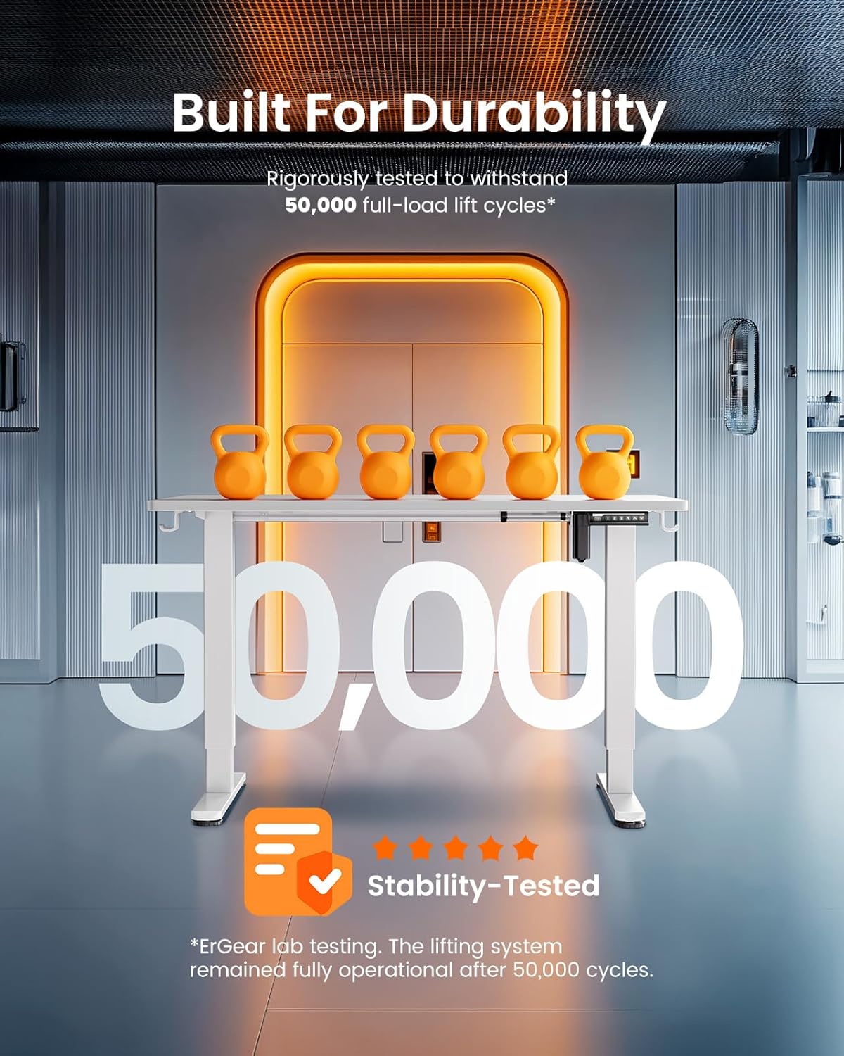 ErGear Height Adjustable Electric Standing Desk, 48 x 24 Inches Sit Stand up Desk, Memory Computer Home Office Desk with Two-Piece Desktop (White)