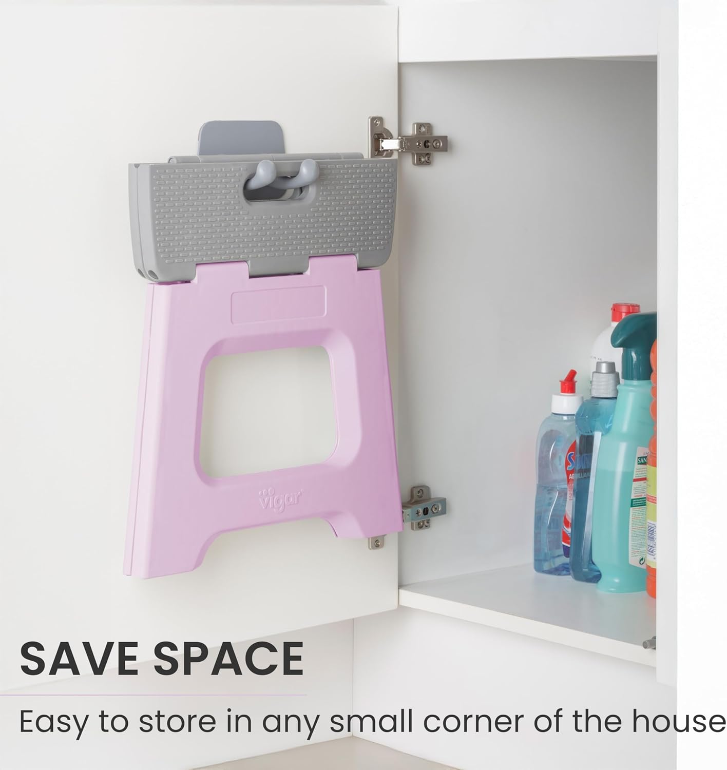 Vigar Compact Step Stool Foldable, 12-1/2-inch Step Stools for Adults up to 330 Pound, Lightweight Stool, Non-Slip Folding Step Stool, Purple