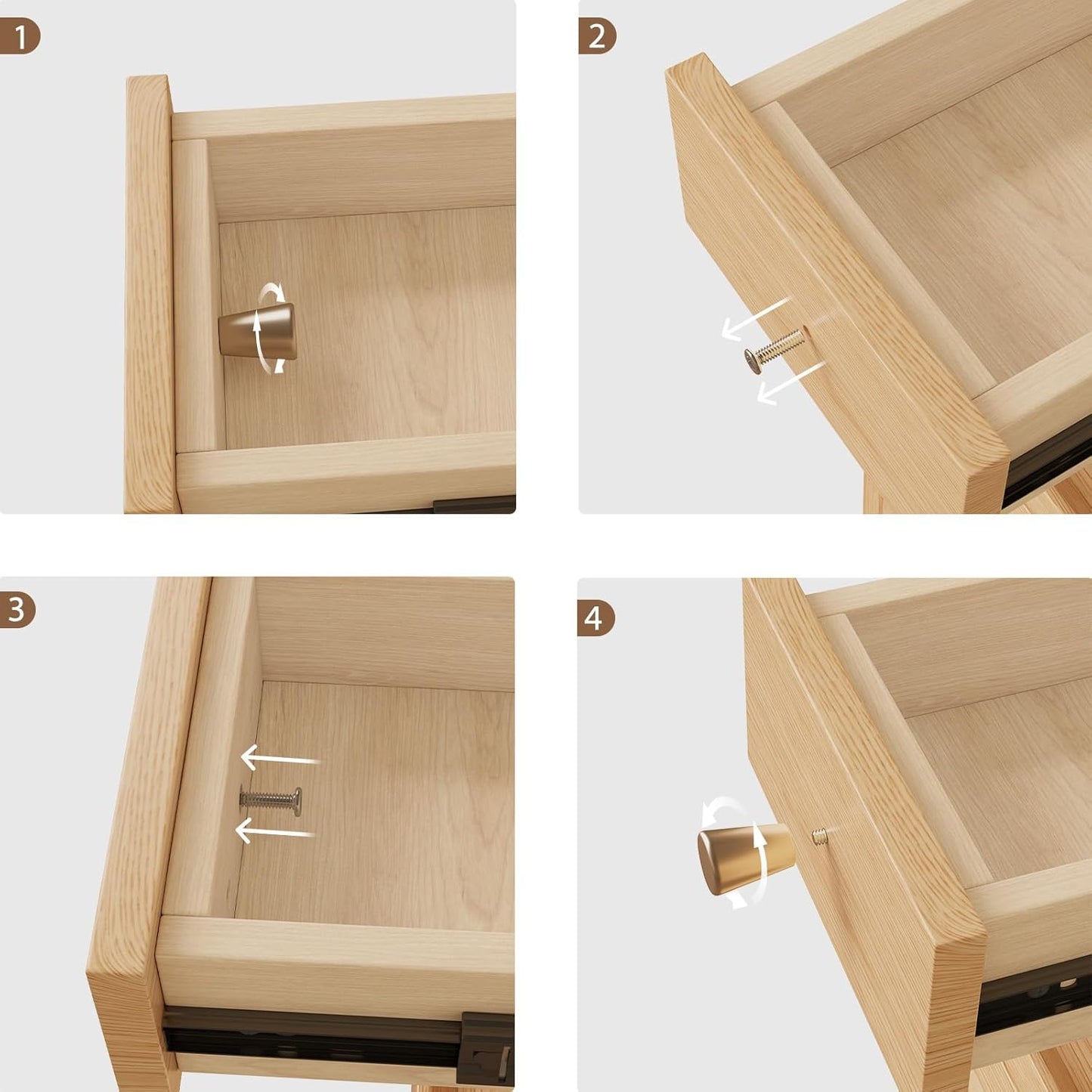 Narrow Nightstand with 3 Drawers,Solid Wood Small Nightstand Natural, Modern Small Bedside Tables for Bedroom(Fully Assembly)