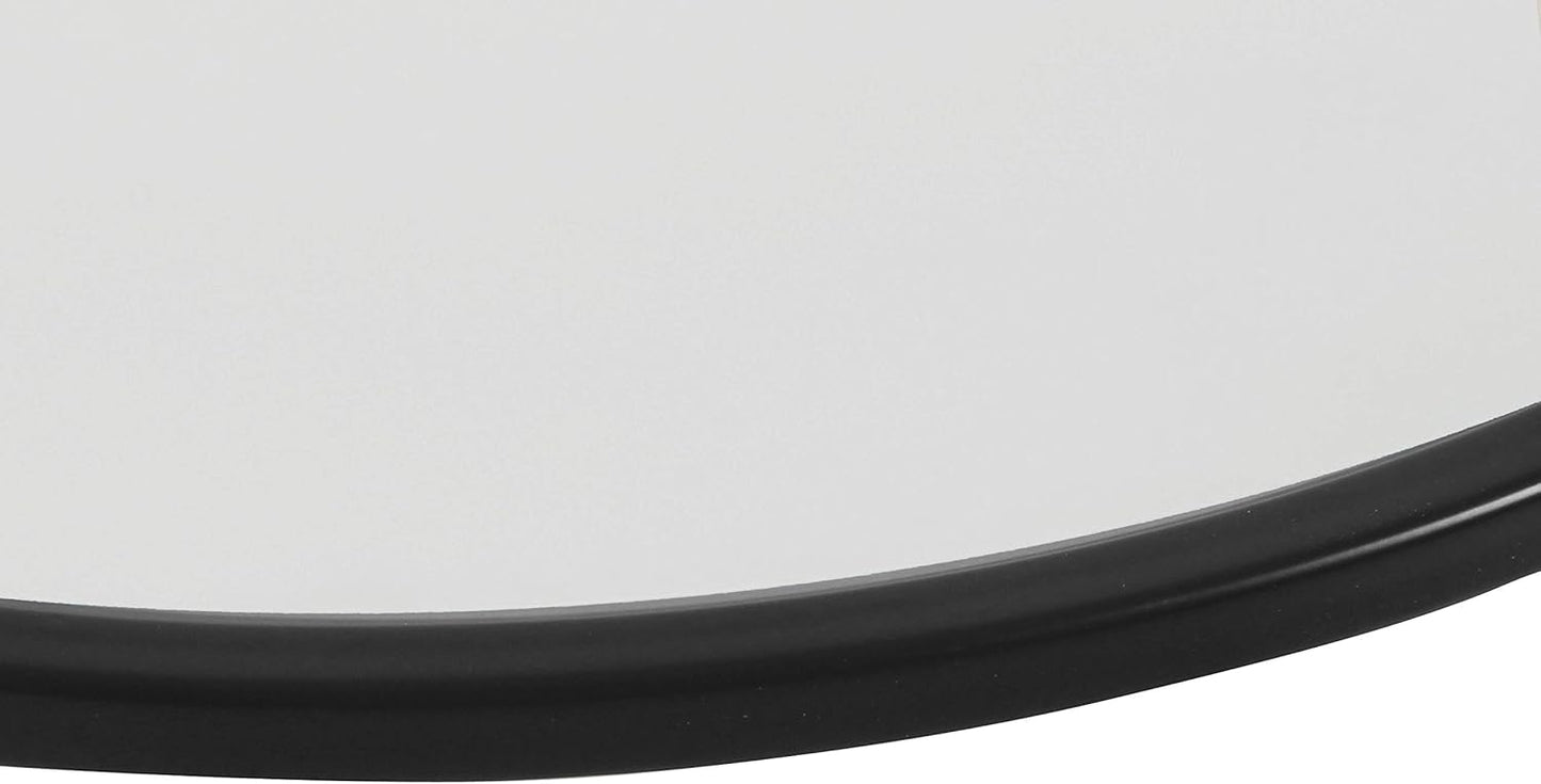 HomePop Metal Accent Table Triangle Base Round Mirror Top, Black, 18D x 18W x 24H