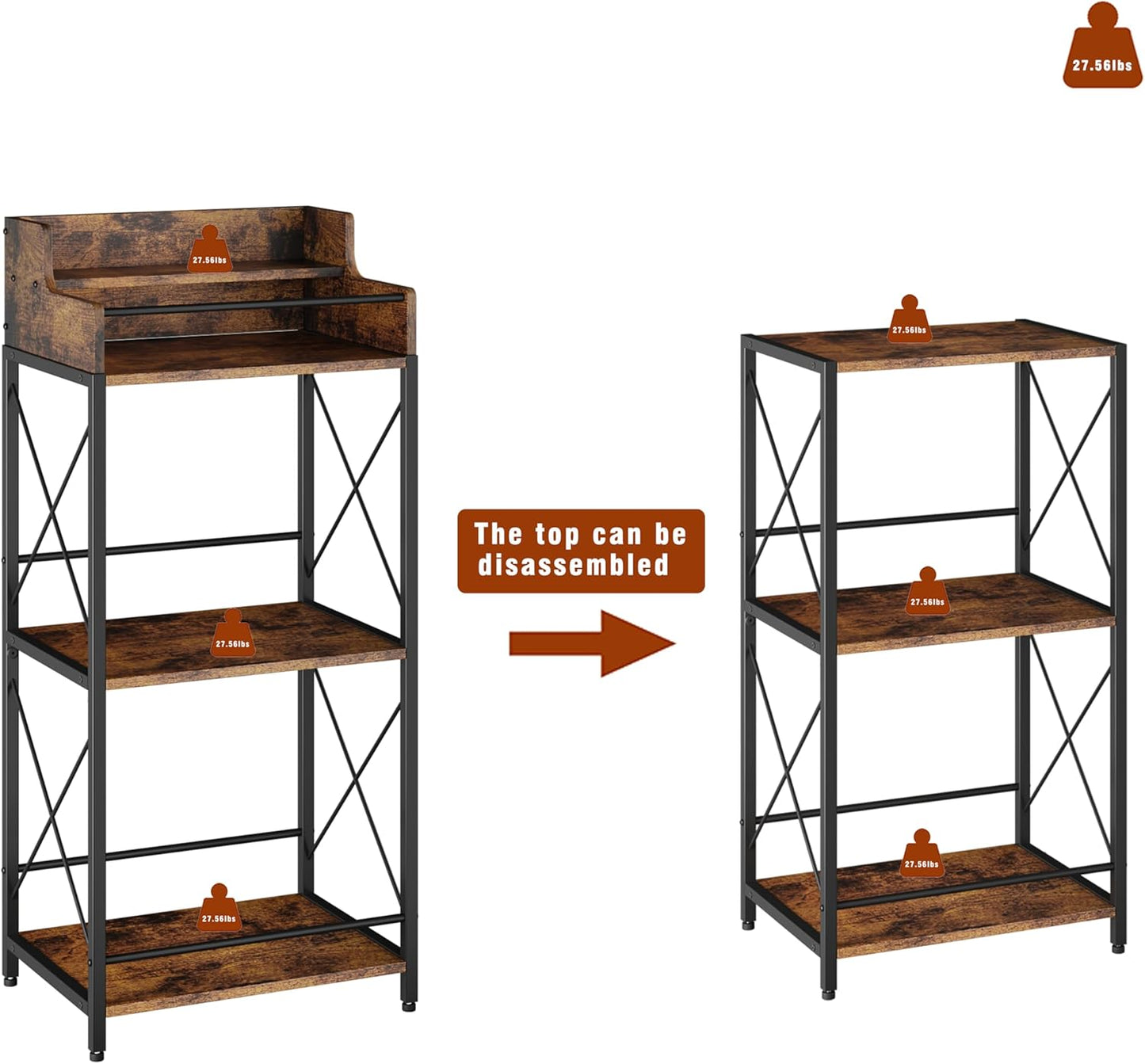 KLM Liquor Bottle Display Shelf, Coffee Syrup Rack Organizer, 3 Step Countertop Wine Rack, Mini Bar, Retro Bar Shelf Stand for Whiskey, Spirits