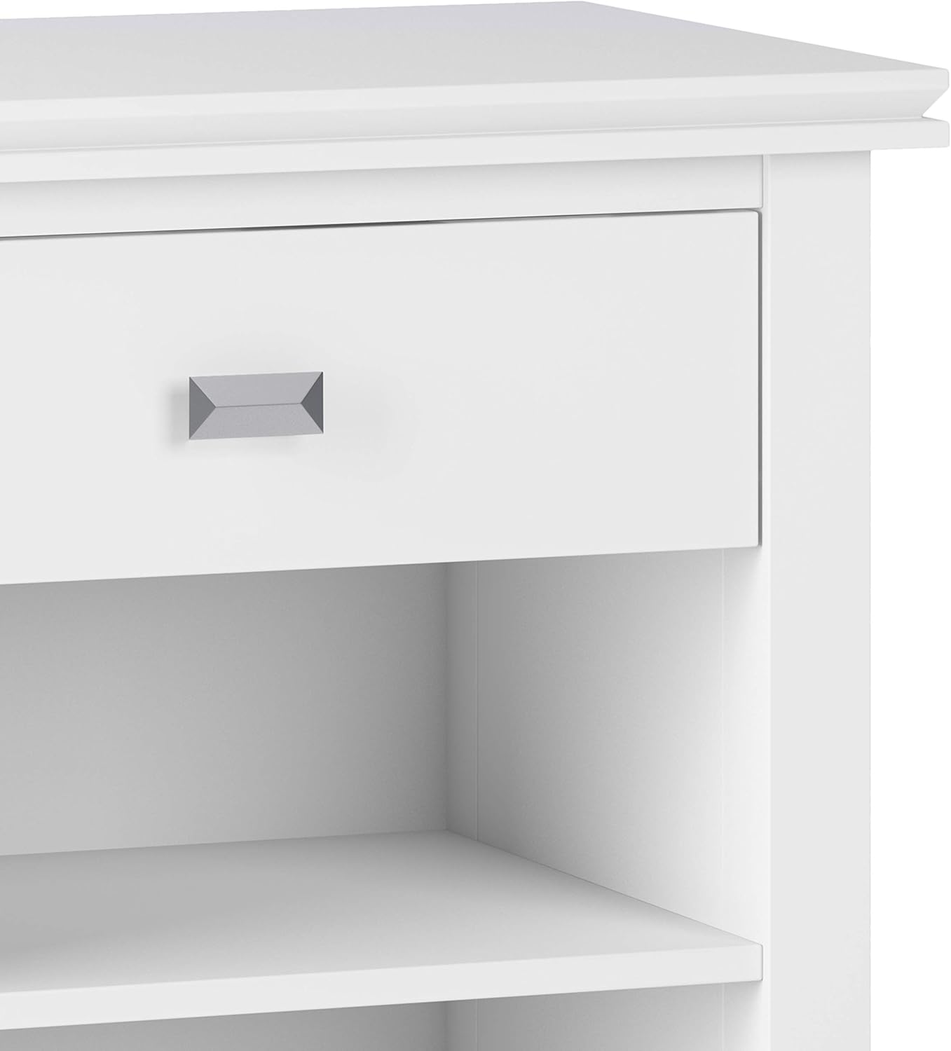 SIMPLIHOME Artisan SOLID WOOD 24 inch Wide Transitional Bedside Nightstand Table in White for the Living Room and Bedroom