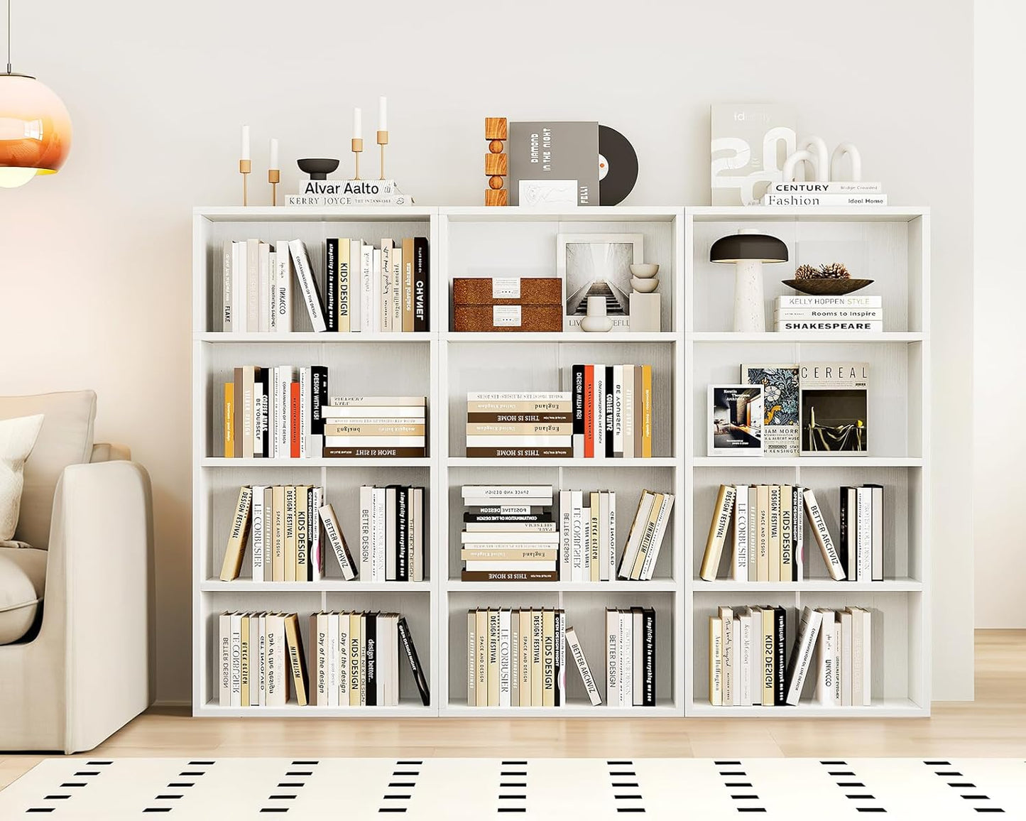 Casaottima 4-Tier Open Bookshelf and Bookcase, Floor Standing Display Storage Shelves for Living Room, Tall Book Shelf for Bedroom, Home Office, Dining Room, White