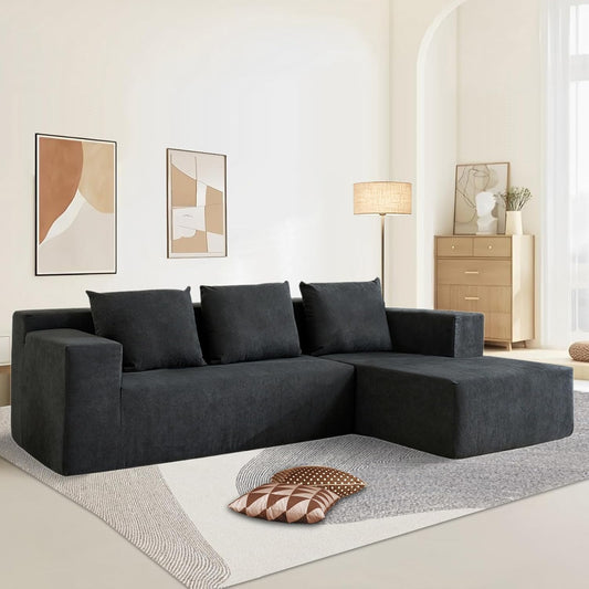 103" Cloud Sectional Sofa, Boneless L-Shape Couch with Chaise, Modern Minimalist Modular Couch for Living Room, Free Combination, Deep Seat, No Assembly Required, Dark Grey, R