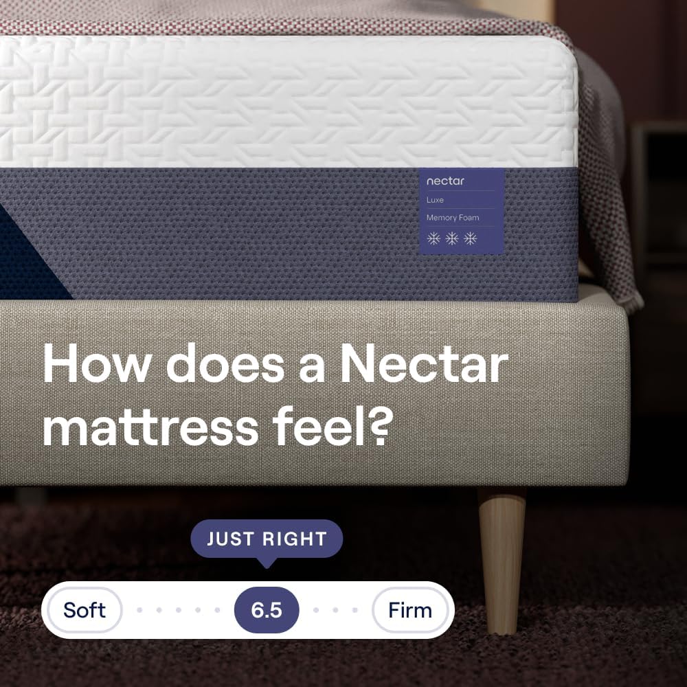 Nectar Luxe Twin XL Adjustable Base & 14” Mattress (New Version) - Head & Foot Incline - Medium Firm Memory Foam - Cooling Upgrade - 3 Massage Settings - 365-Night Mattress Trial & Forever Warranty