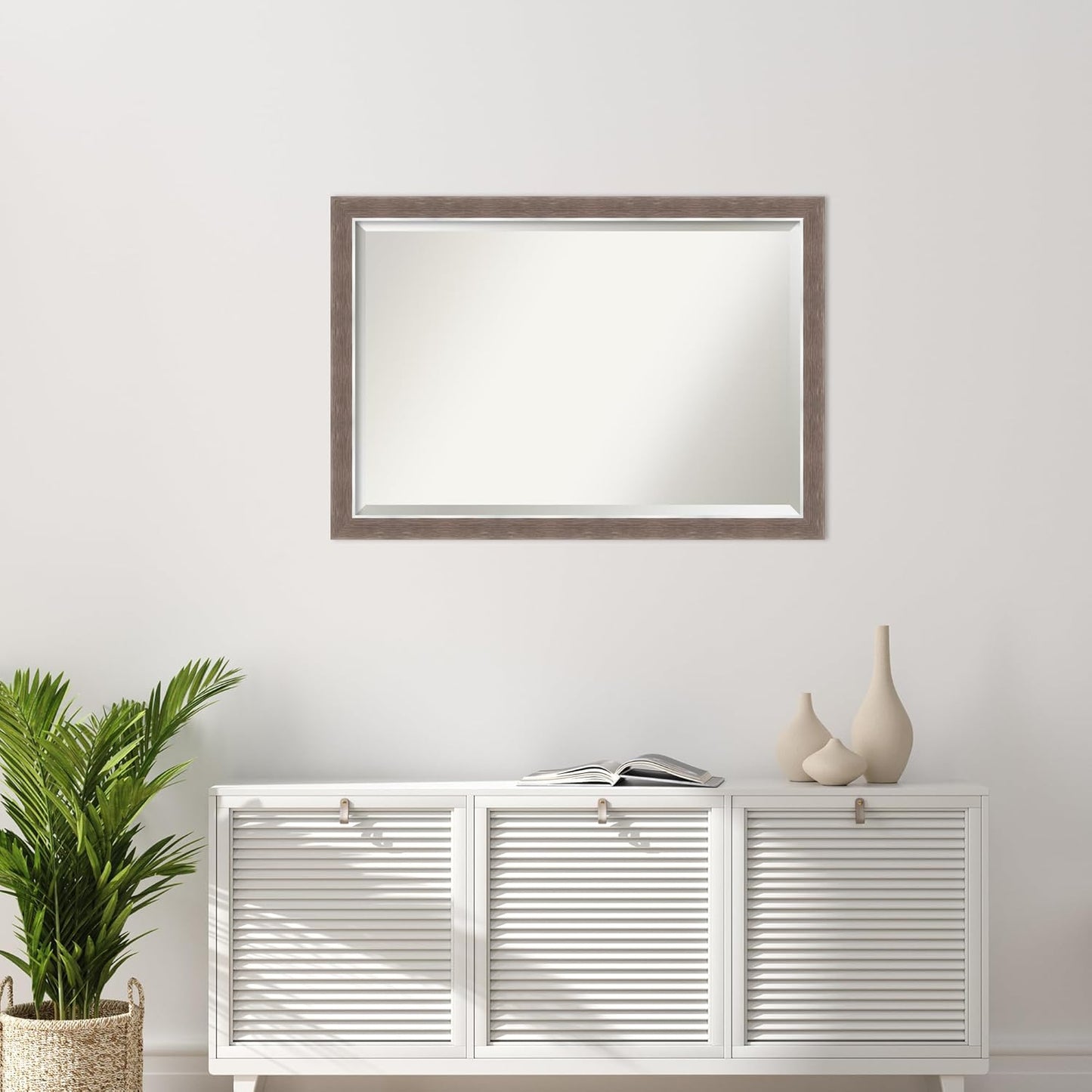 Amanti Art Brown Wall Mirror 28x40 Noble Mocha Rectangle Bathroom Mirror for Wall Decor Living Room, Large Casual Frame, Hangs Horizonally and Vertically, Bathroom Decor, Beveled Edge from WI, USA