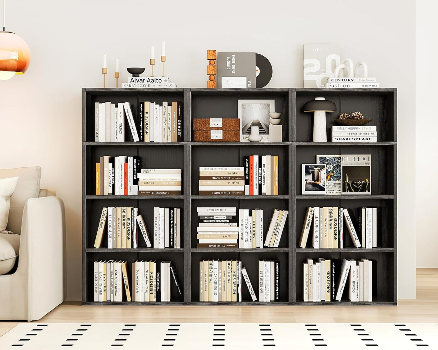 Casaottima 4-Tier Open Bookshelf and Bookcase, Floor Standing Display Storage Shelves for Living Room, Tall Book Shelf for Bedroom, Home Office, Dining Room, Black