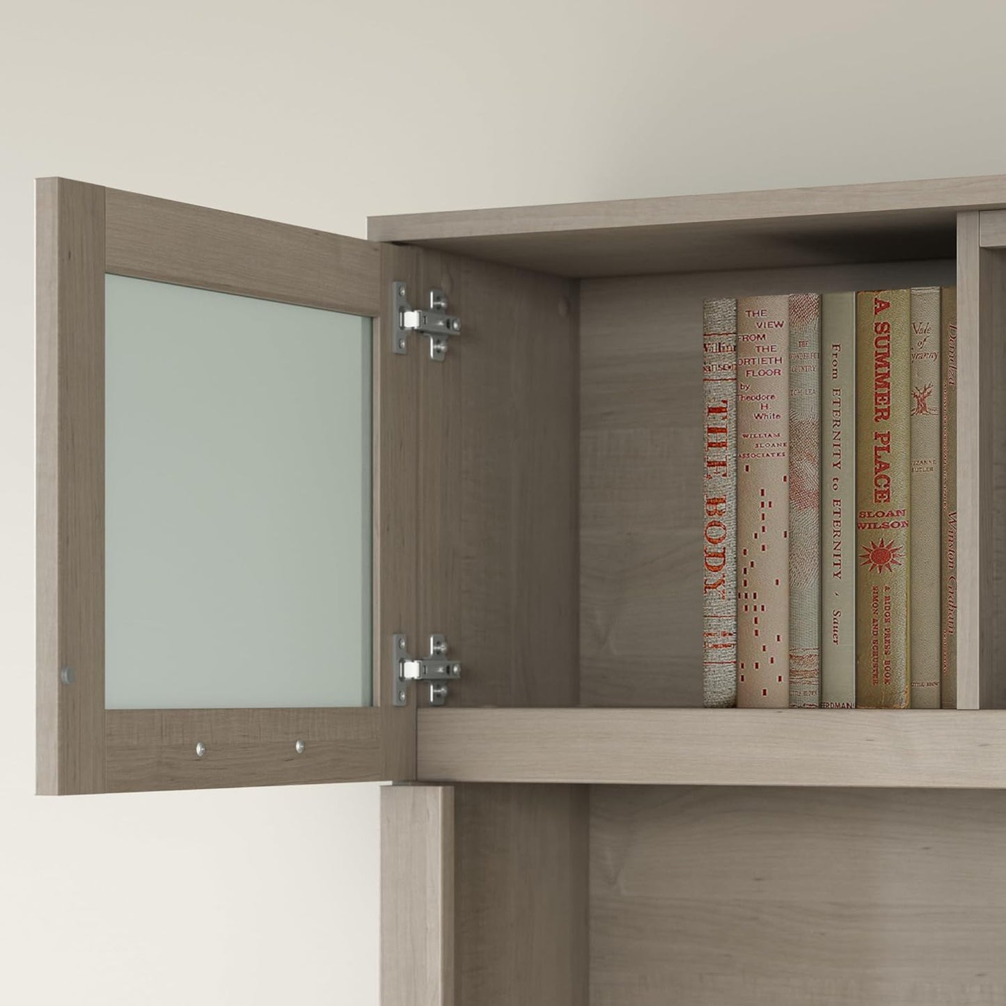 Bush Furniture Somerset 3 Position Sit to Stand L Shaped Desk with Hutch in Ash Gray Ergonomic Height Adjustable Standing Computer/Laptop Table for Home Office