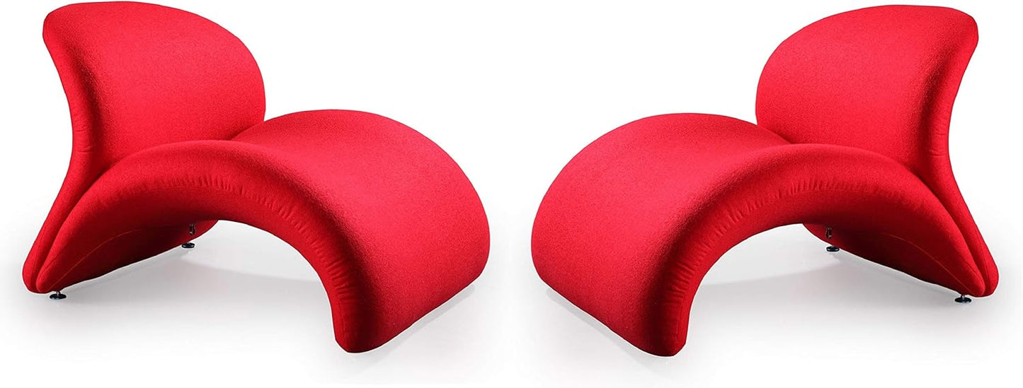 Manhattan Comfort Rosebud Modern Accent Chair Upholstered in Wool Blend, Ideal for Pop Living Room Usage, Abstract Lounge Seat with Metal Legs, Fully Assembled, Set of 1, Red