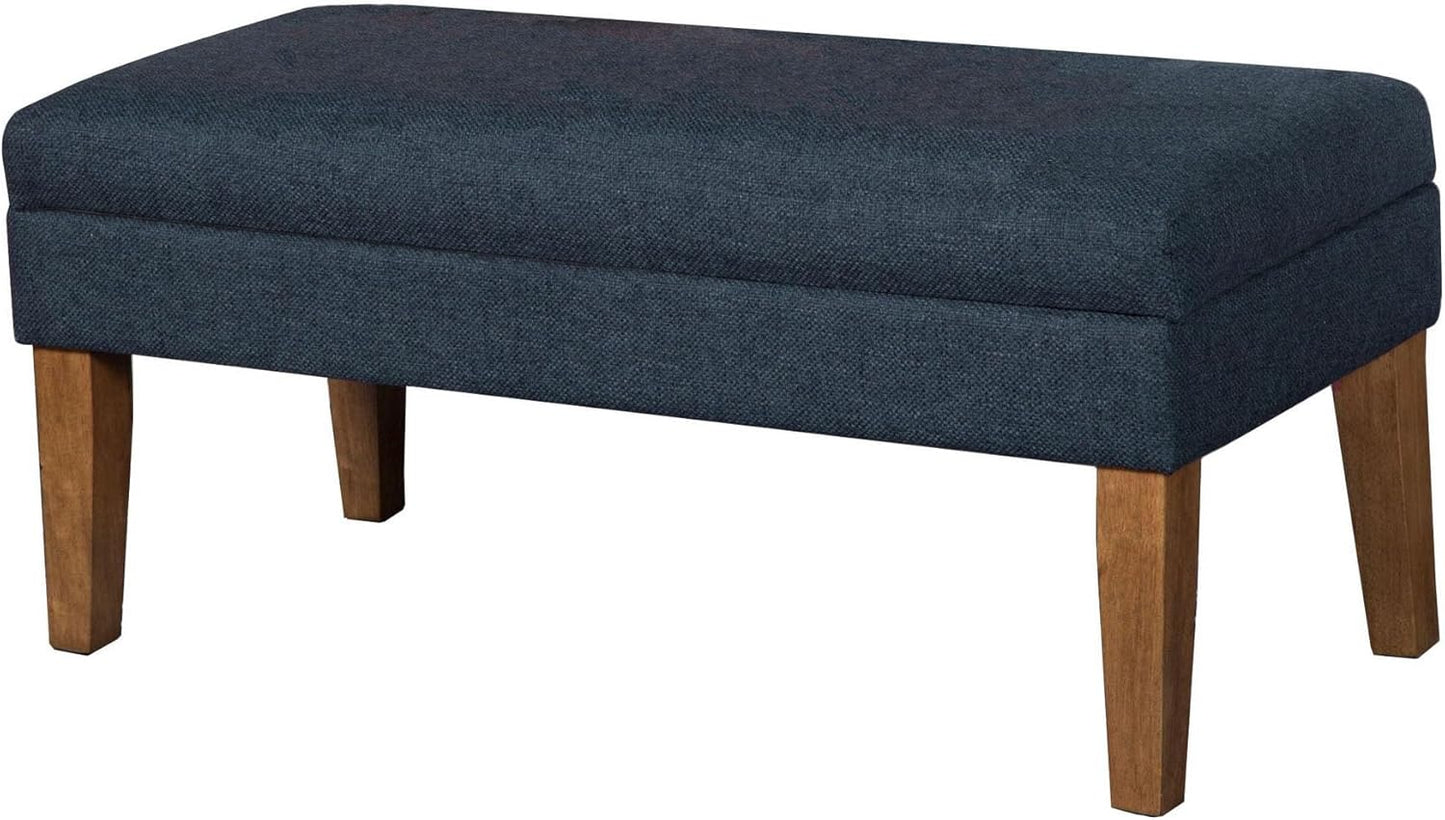 Homepop Home Decor | Upholstered Decorative Storage Ottoman Bench | Ottoman Bench with Storage for Living Room & Bedroom | Decorative Home Furniture, Navy Large