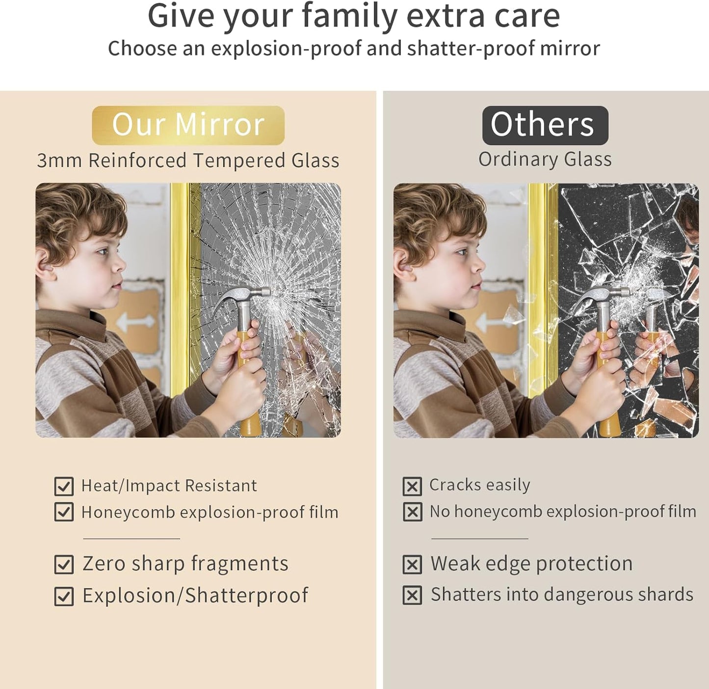 Koonmi Gold Wall Mirror for Bathroom, 30x30 Inch Matte Deep Framed Rounded Rectangle Vanity Mirror for Farmhouse Living Room, Tempered Glass, Anti-Rust, Vertically or Horizontally