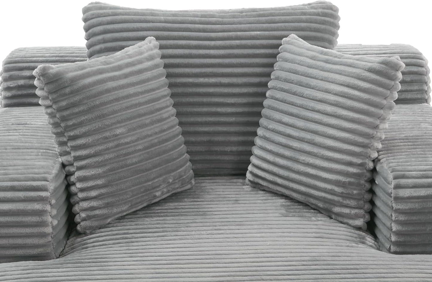 Oversized Chaise Daybed Lounge Sleeper Chair Sofa Bed Indoor, Fluffy Corduroy Upholstered Sleeper Recliner Sofabed Full Foam Boneless Cloud Sofabed W/3 Pillows for Home/Apartment Living Room Bedroom