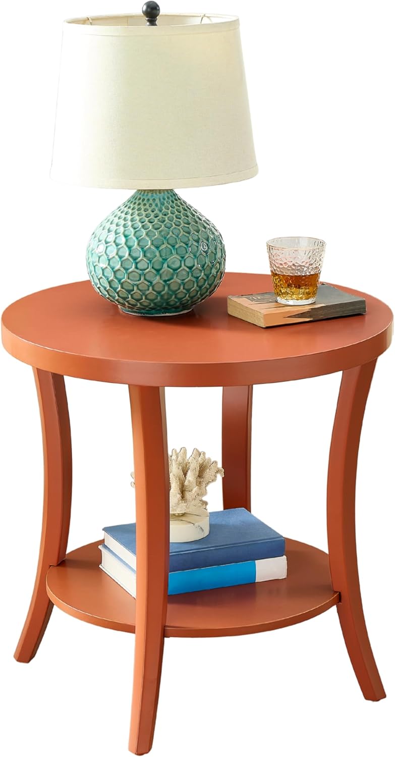 Roundhill Furniture Perth Contemporary Round End Table with Shelf
