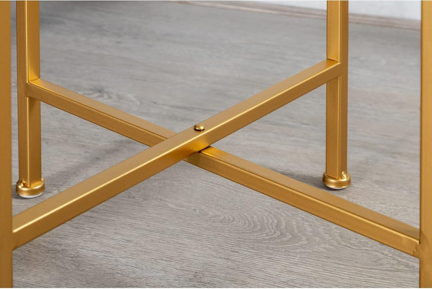 HollyHOME Small Round Metal Waterproof End Table, Accent Indoor&Outdoor Side Table, Sofa Table for Living Room, Anti-Rust Decorative Plant Stand, (D) 14.5" x (H) 25", Golden