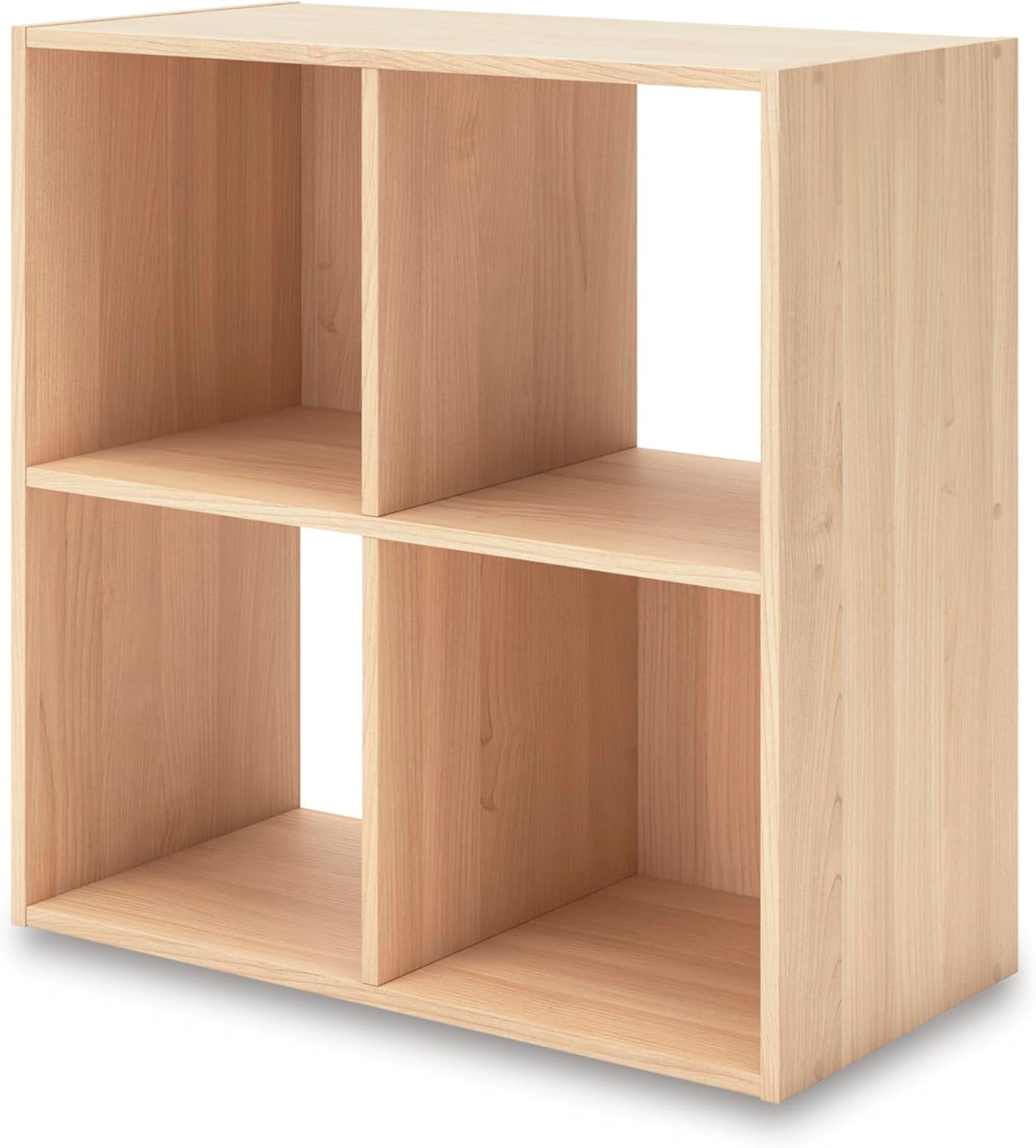 Signature Design by Ashley Piperton Contemporary 2-Tier Floor Standing 4 Cube Organizer for Living Room, Light Brown